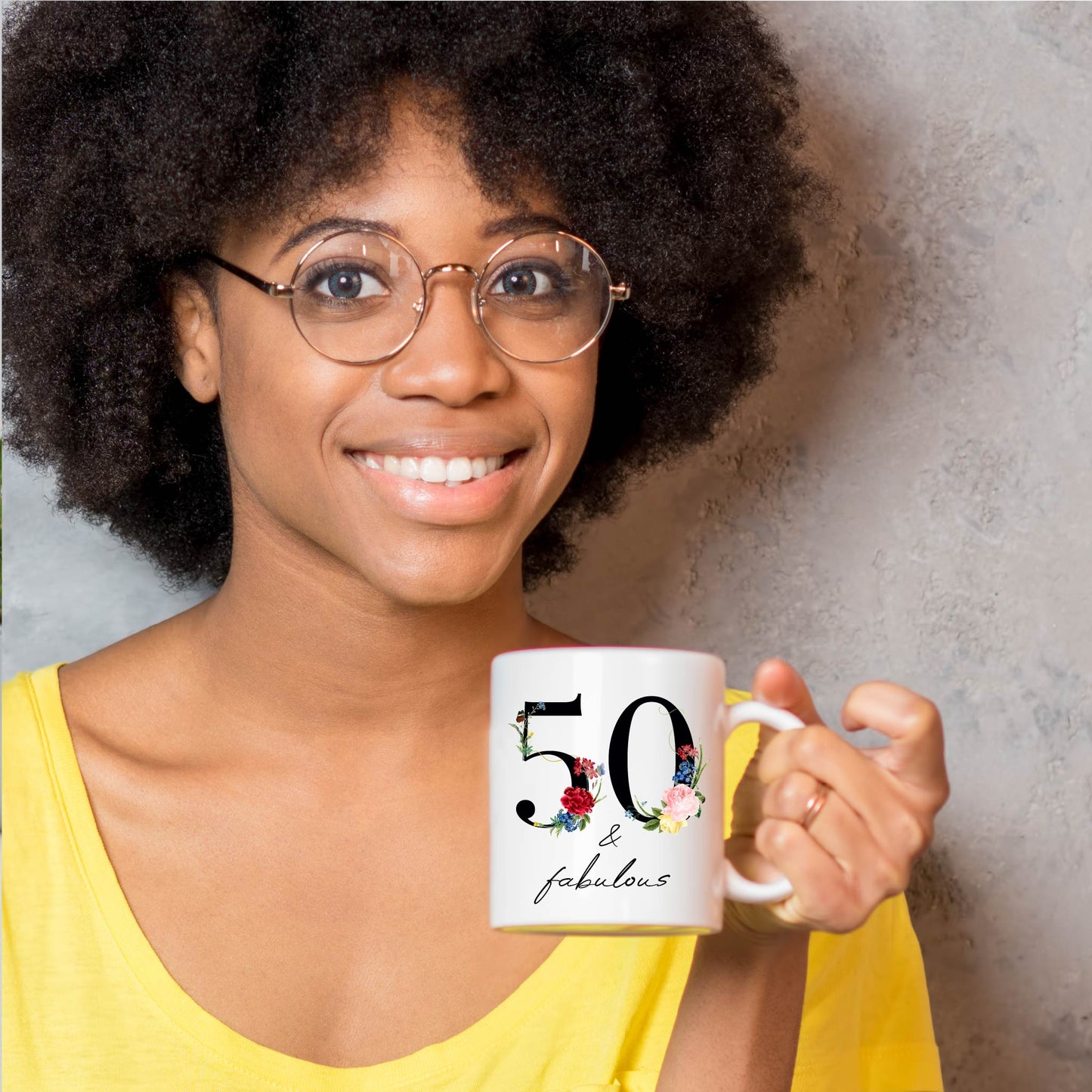 Floral 50 and Fabulous Birthday Coffee Mug - Celebrate Half a Century in Style