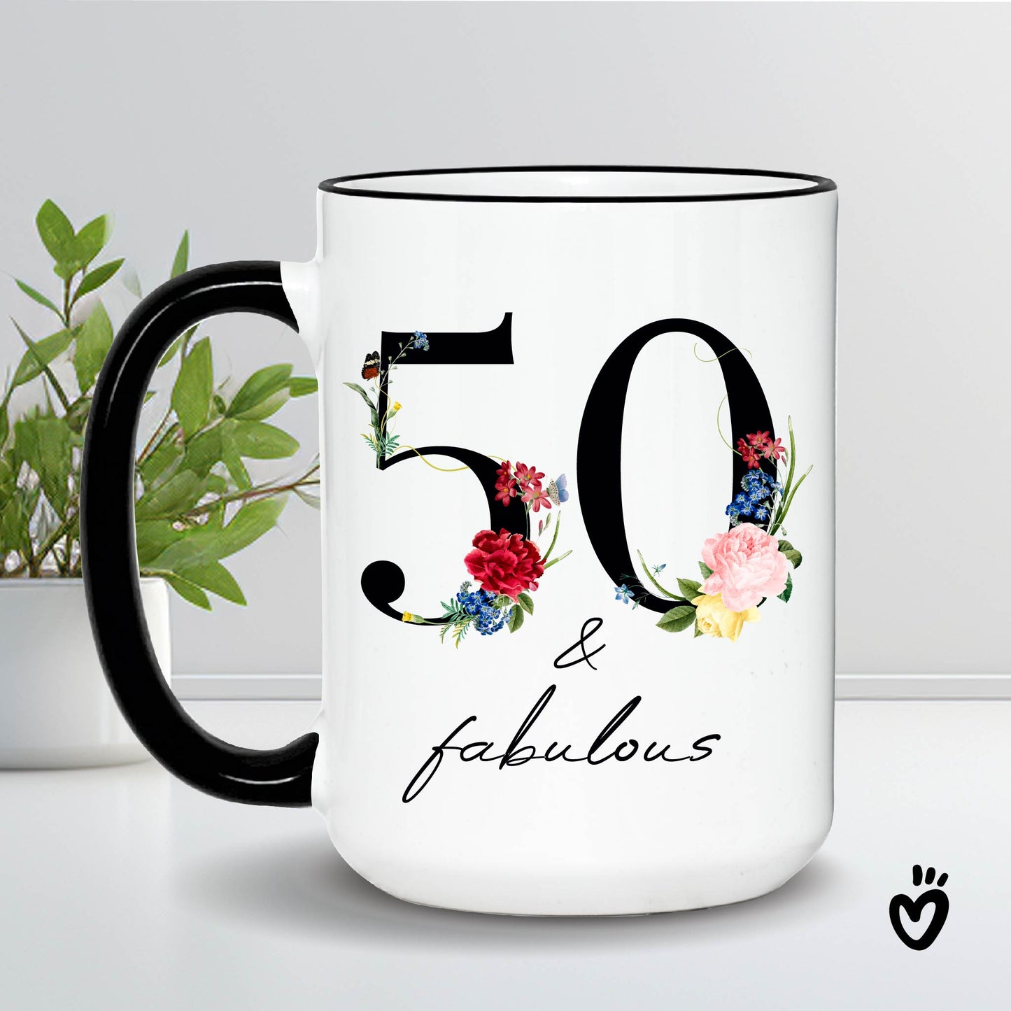 Floral 50 and Fabulous Birthday Coffee Mug - Celebrate Half a Century in Style