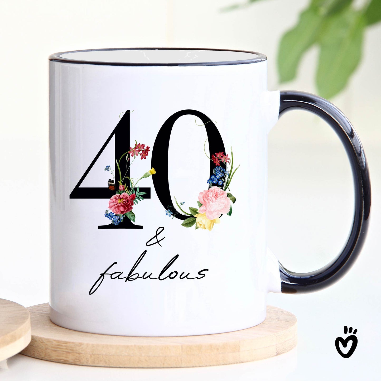 Floral 40 and Fabulous Birthday Coffee Mug - Cute Ceramic Cups for a Special Celebration