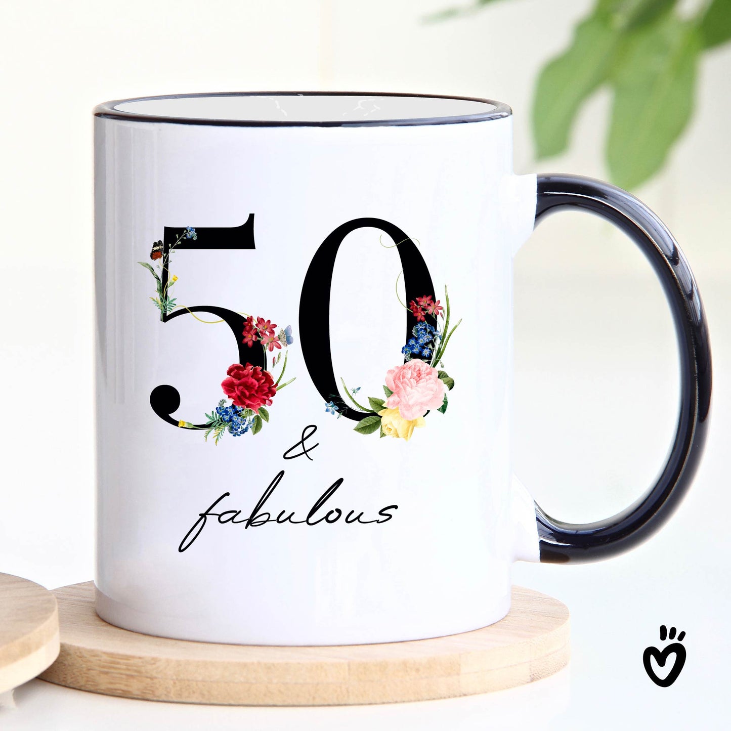 Floral 50 and Fabulous Birthday Coffee Mug - Celebrate Half a Century in Style