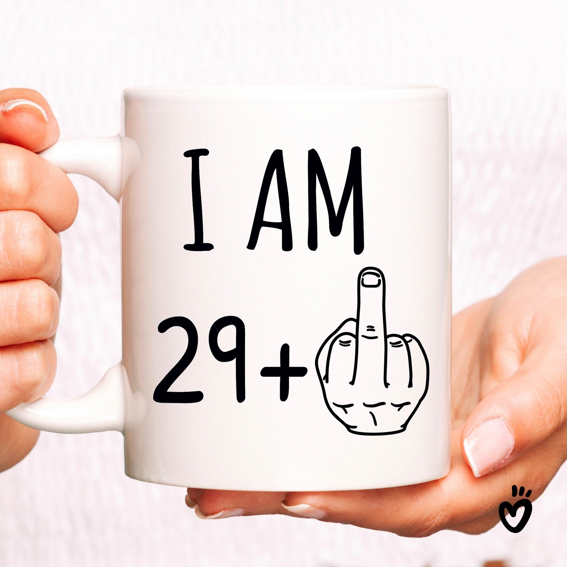 30th Birthday Gift Coffee Mug - Funny 29+ middle finger Tea Cup 11 oz all white