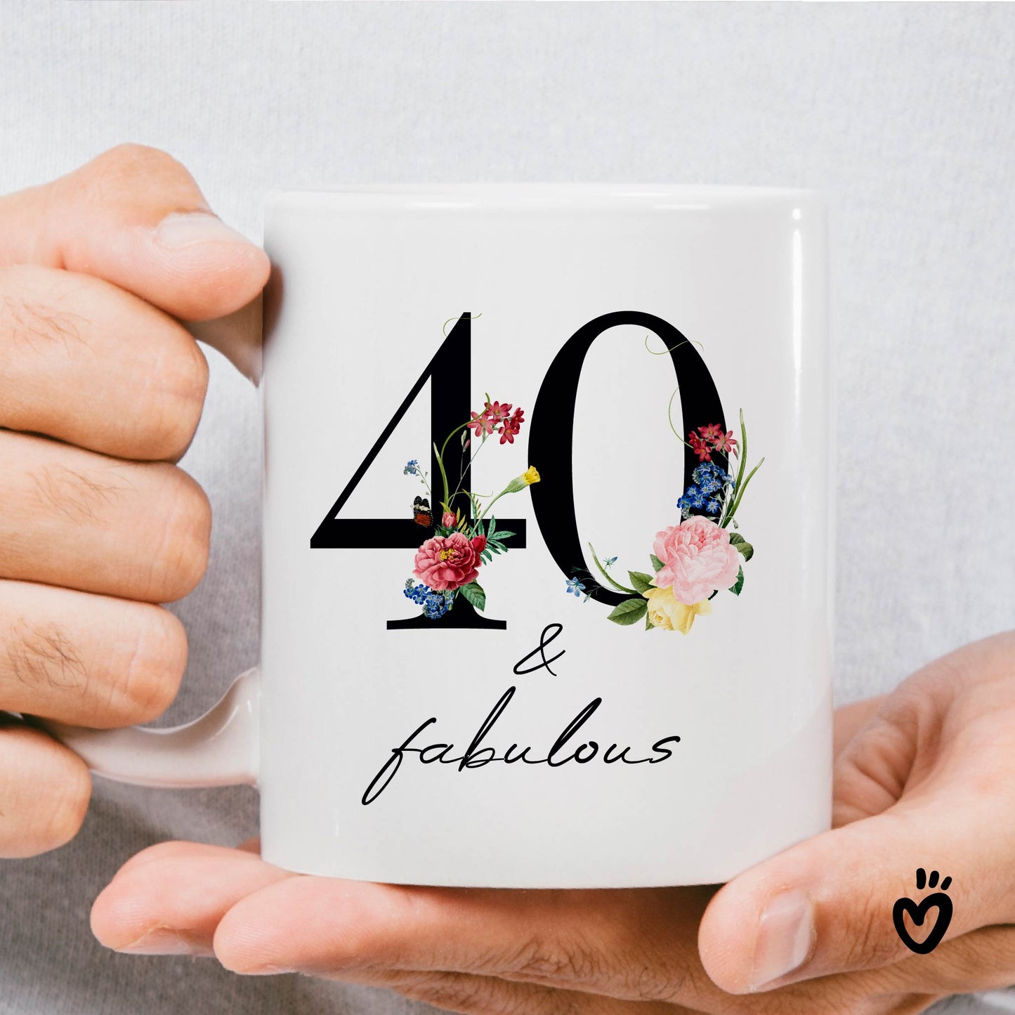 Floral 40 and Fabulous Birthday Coffee Mug - Cute Ceramic Cups for a Special Celebration