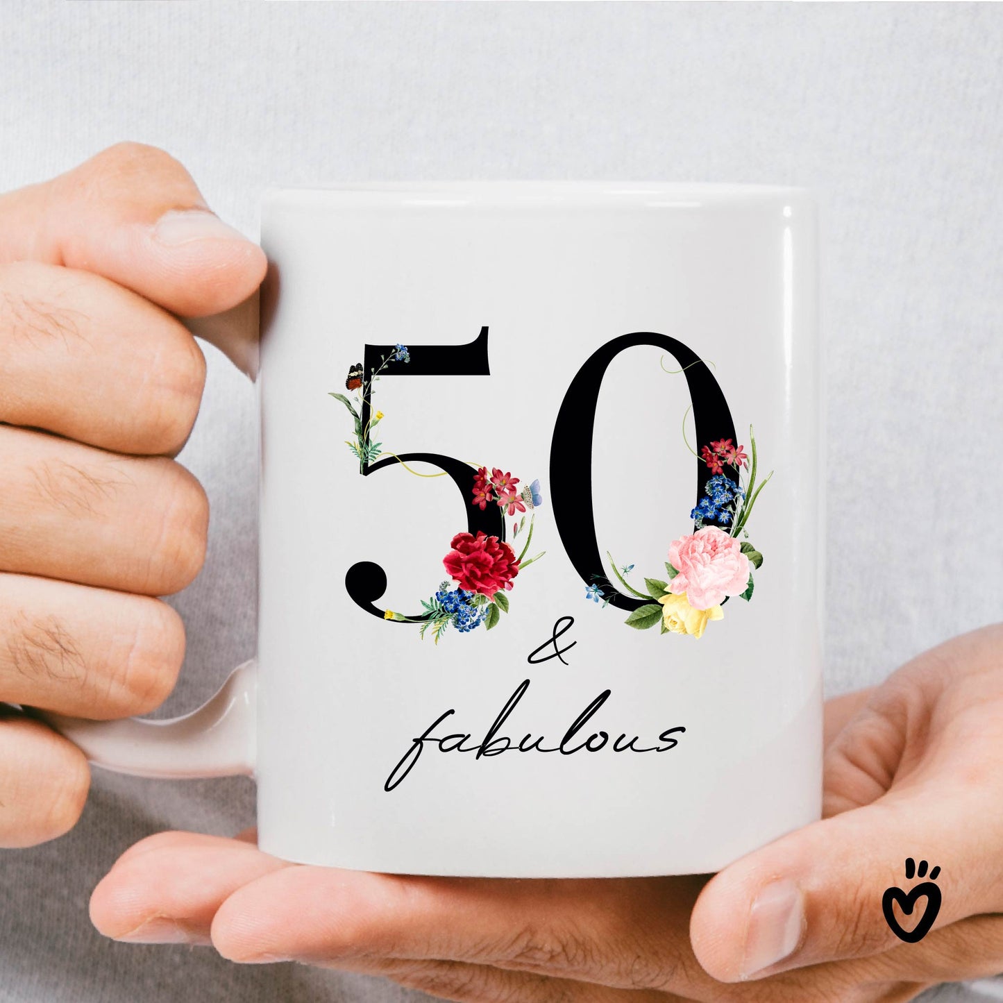 Floral 50 and Fabulous Birthday Coffee Mug - Celebrate Half a Century in Style