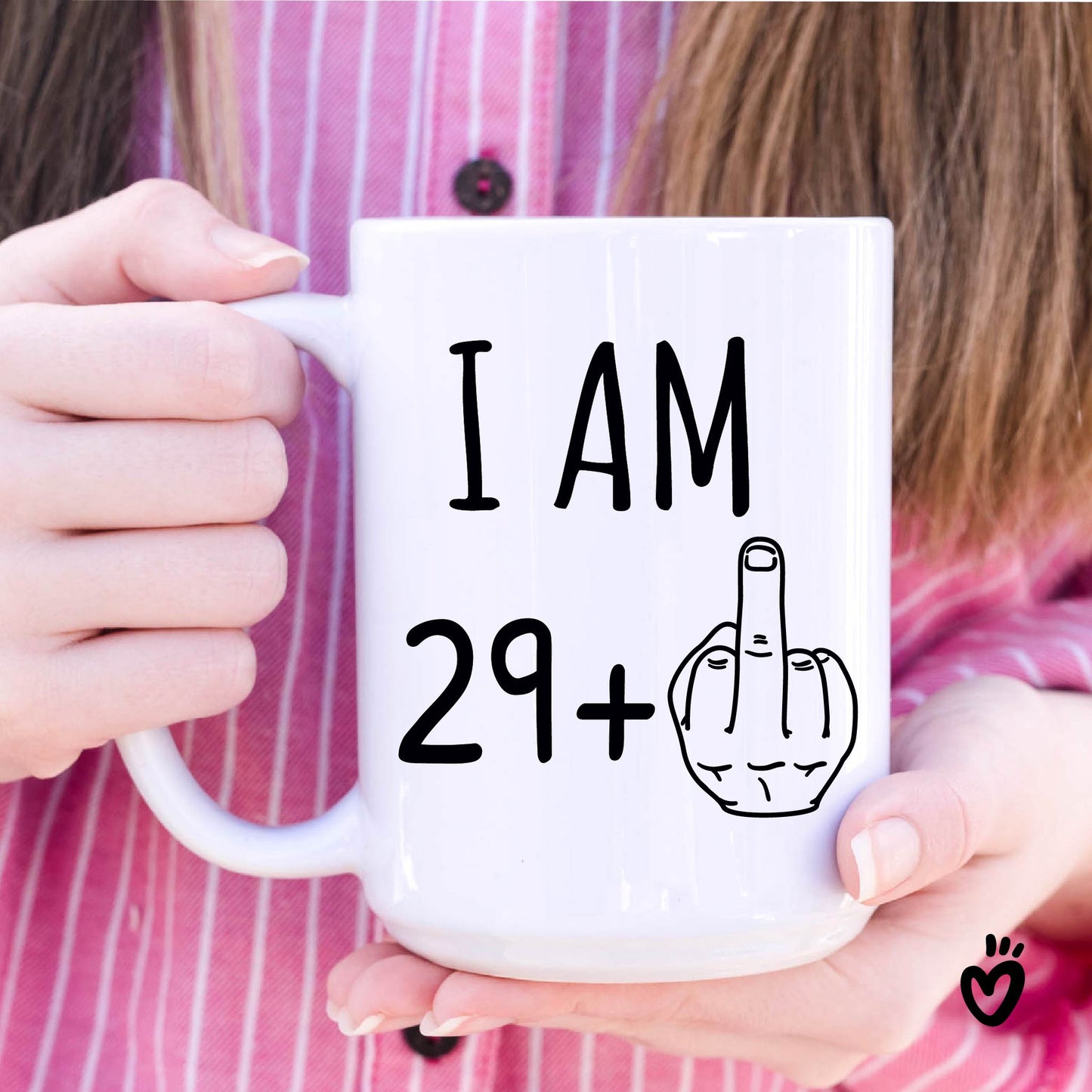 30th Birthday Gift Coffee Mug - Funny 29+ middle finger Tea Cup 15 oz all white