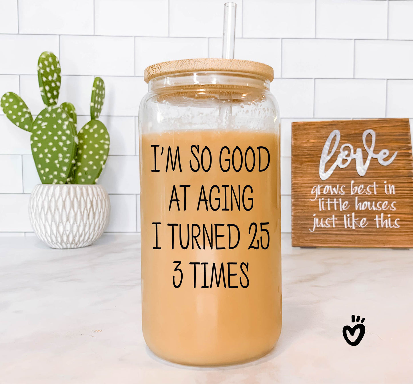 Funny 75th Birthday Glass Tumbler - 'I'm So Good at Aging I Turned 25 Three Times