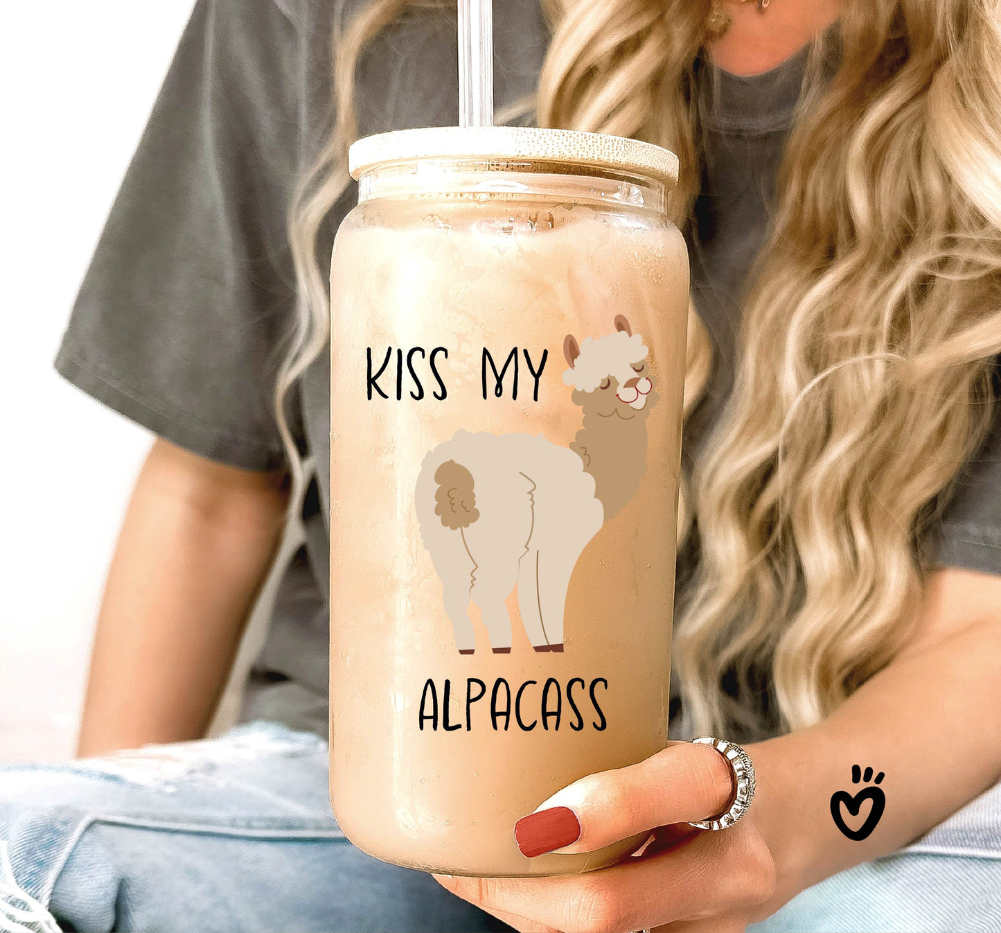 Kiss My Alpaca Glass Tumbler