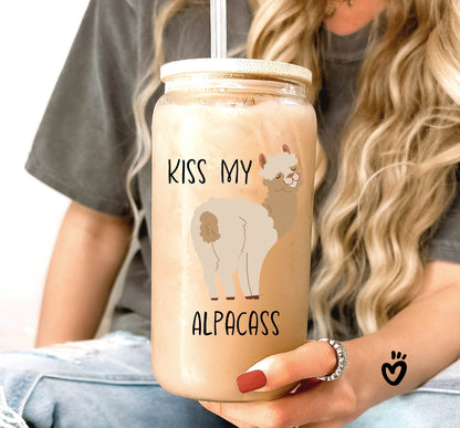 Kiss My Alpaca Glass Tumbler