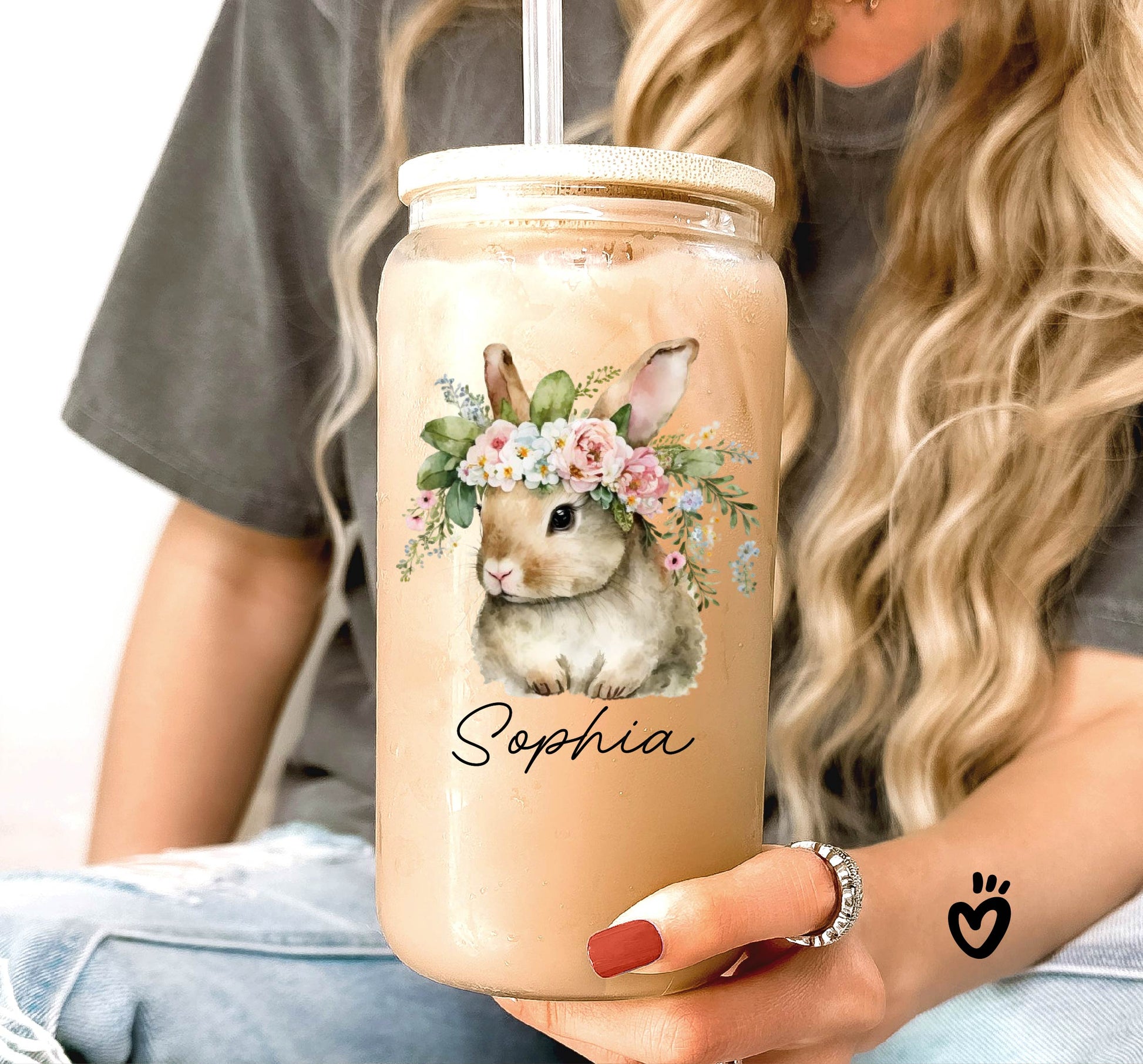 Personalized Bunny Glass Tumbler