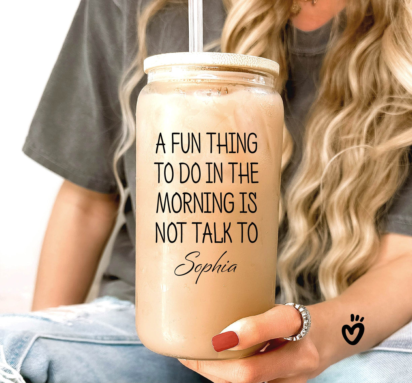 Personalized Glass Tumbler with Funny Morning Quote - A fun thing to do in the morning is not talk to NAME