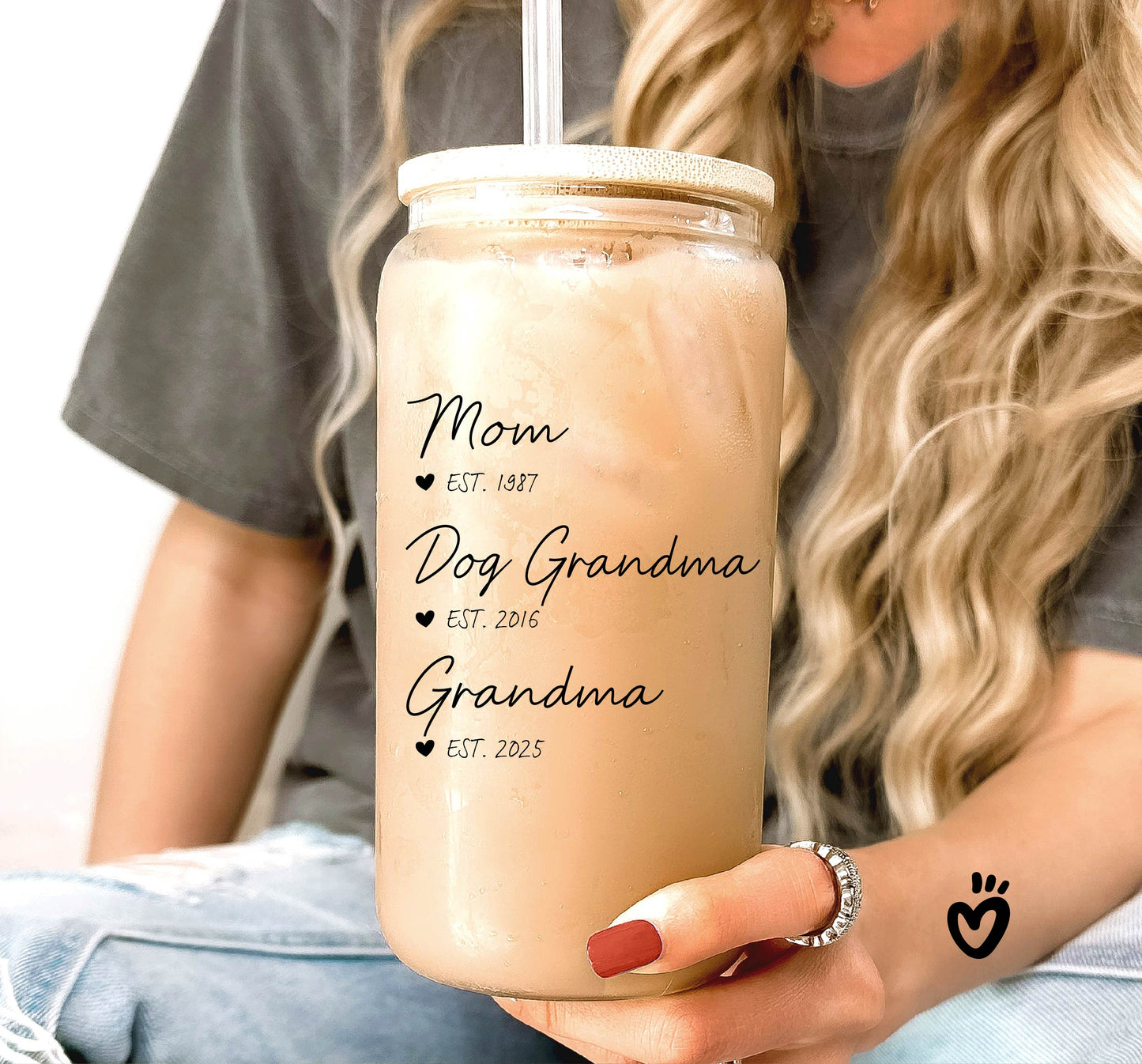 Personalize Promoted Mom to Grandma Iced Coffee Cup, New Grandma Gift, Grandparents Pregnancy Announcement, First Time Grandma, Baby Reveal