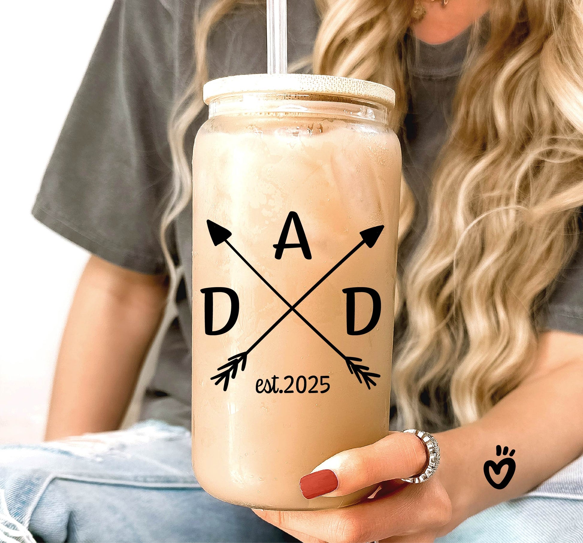 New Dad Glass, Personalized Fathers Day Beer Tumbler, Gift for For First Time Dad, Dad Birthday Iced Coffee Latte Cup, 1st fathers day gift