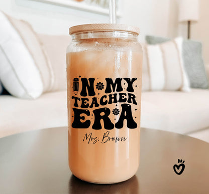 Personalized "In My Teacher Era" Iced Coffee Tumbler with Custom Teacher Name