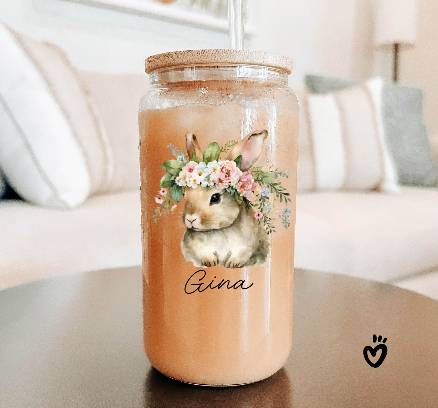 Personalized Bunny Glass Tumbler