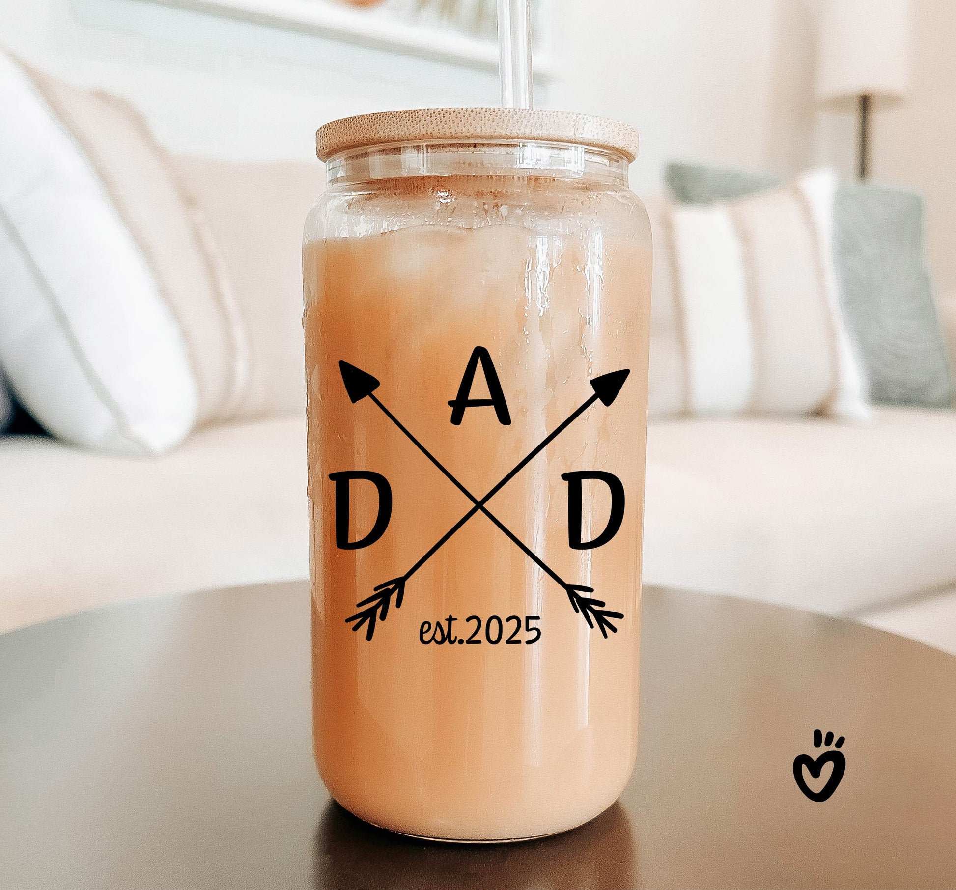 New Dad Glass, Personalized Fathers Day Beer Tumbler, Gift for For First Time Dad, Dad Birthday Iced Coffee Latte Cup, 1st fathers day gift