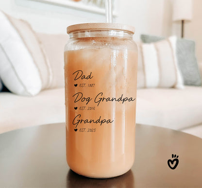 Personalized Grandpa Glass Tumbler - Perfect Gift for New Grandparents