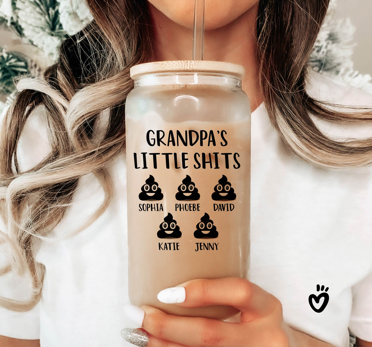 Personalized Grandpas Little Shits Iced Coffee Cup, Grandpa Birthday Present, Gift for grandpa, Grandparent Christmas Present Beer Glass