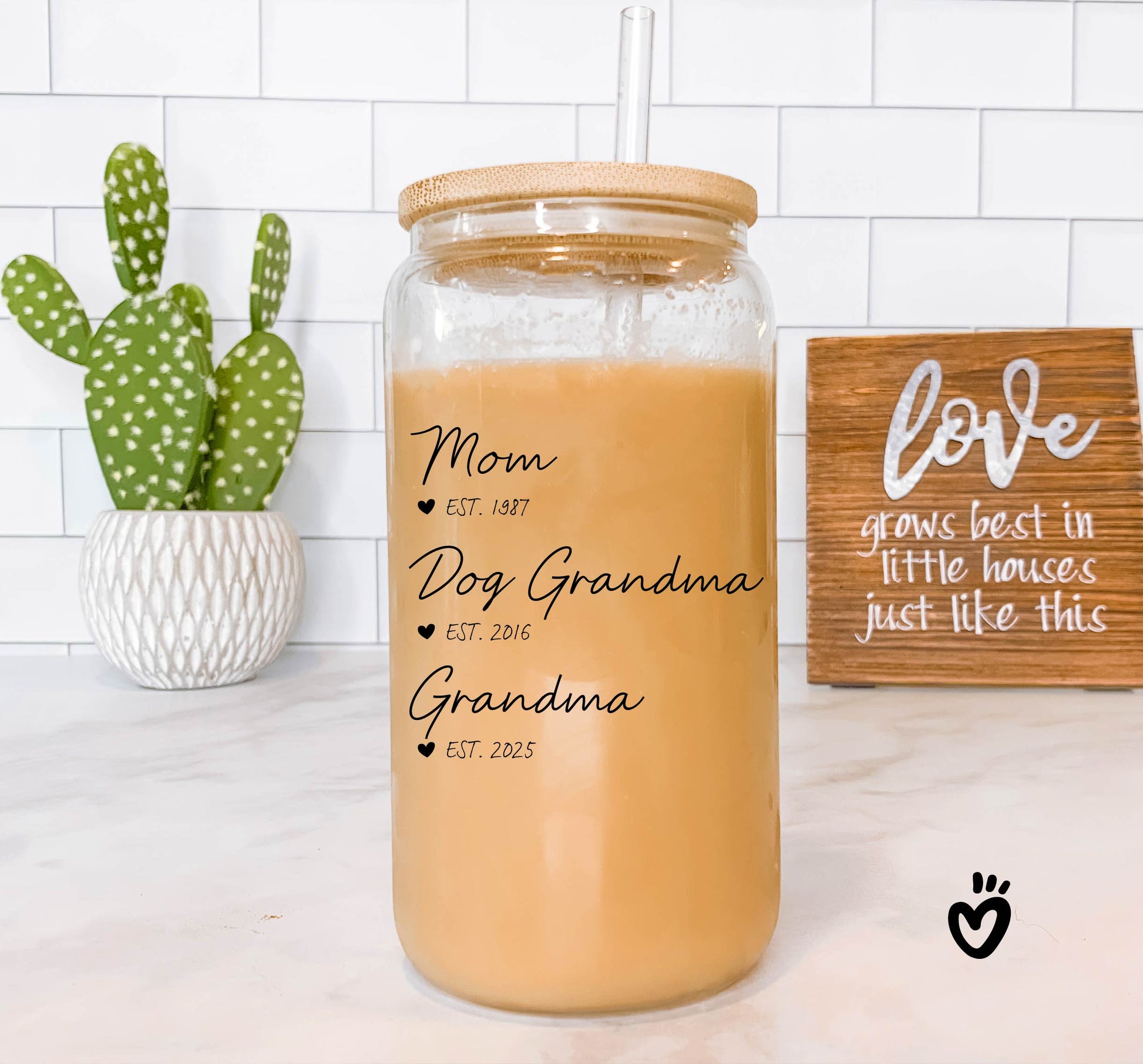 Personalize Promoted Mom to Grandma Iced Coffee Cup, New Grandma Gift, Grandparents Pregnancy Announcement, First Time Grandma, Baby Reveal