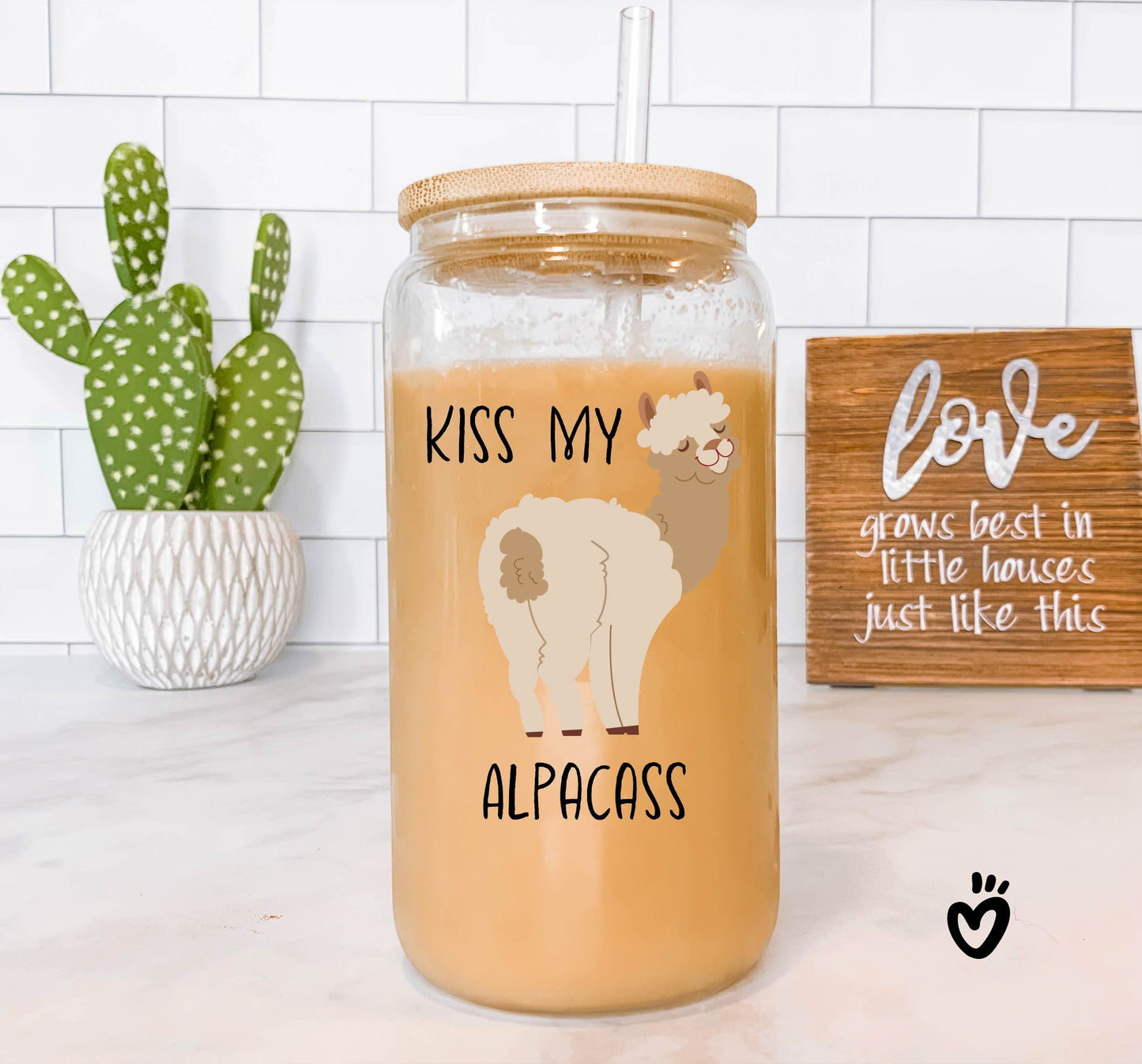 Funny Kiss My Alpacass Glass Tumbler