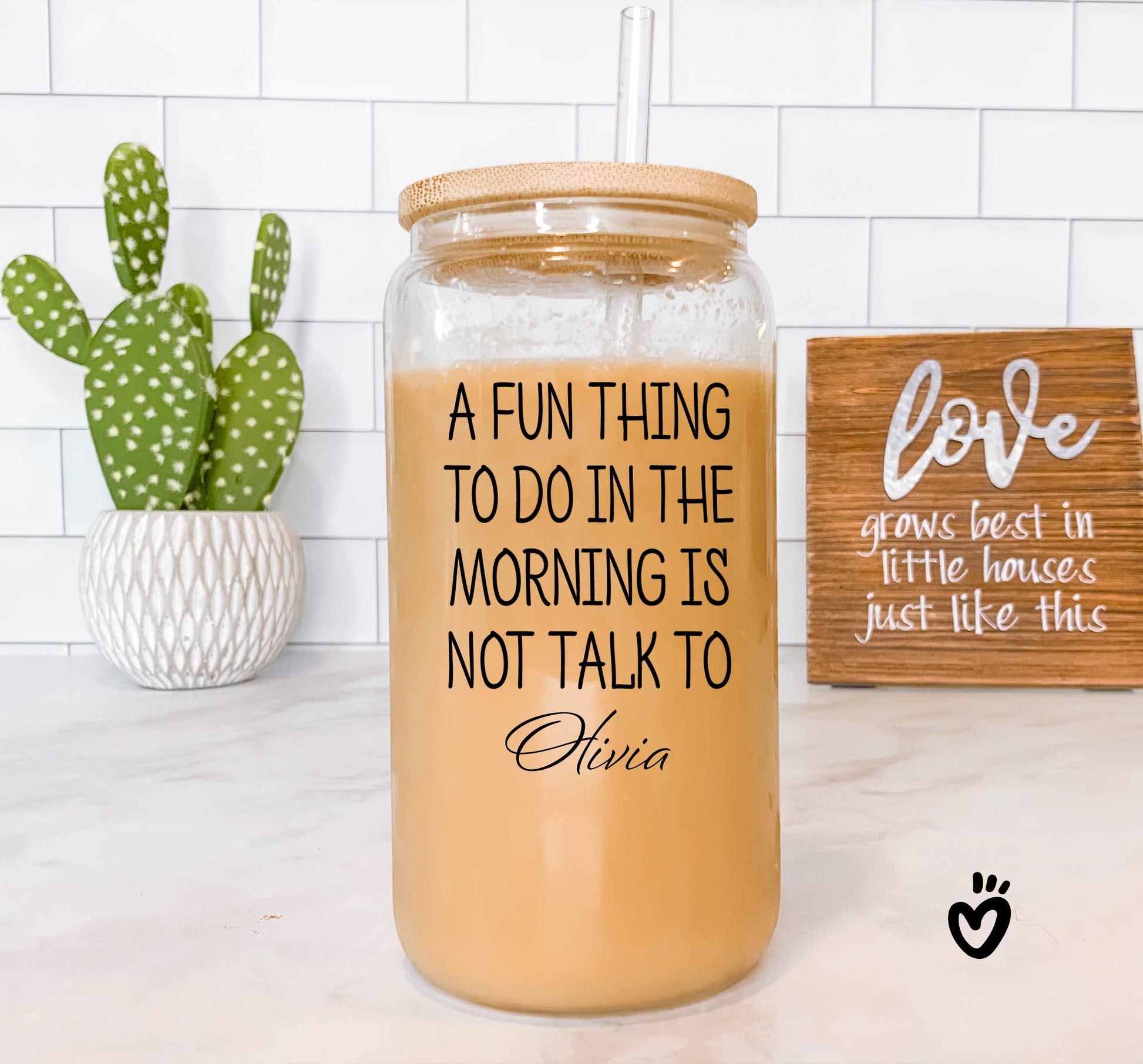 Personalized Glass Tumbler with Funny Morning Quote - A fun thing to do in the morning is not talk to NAME