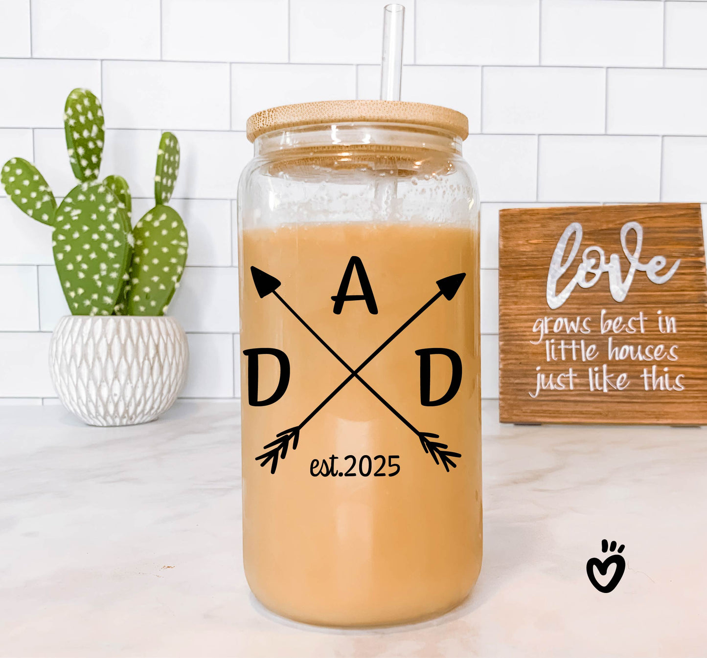 New Dad Glass, Personalized Fathers Day Beer Tumbler, Gift for For First Time Dad, Dad Birthday Iced Coffee Latte Cup, 1st fathers day gift