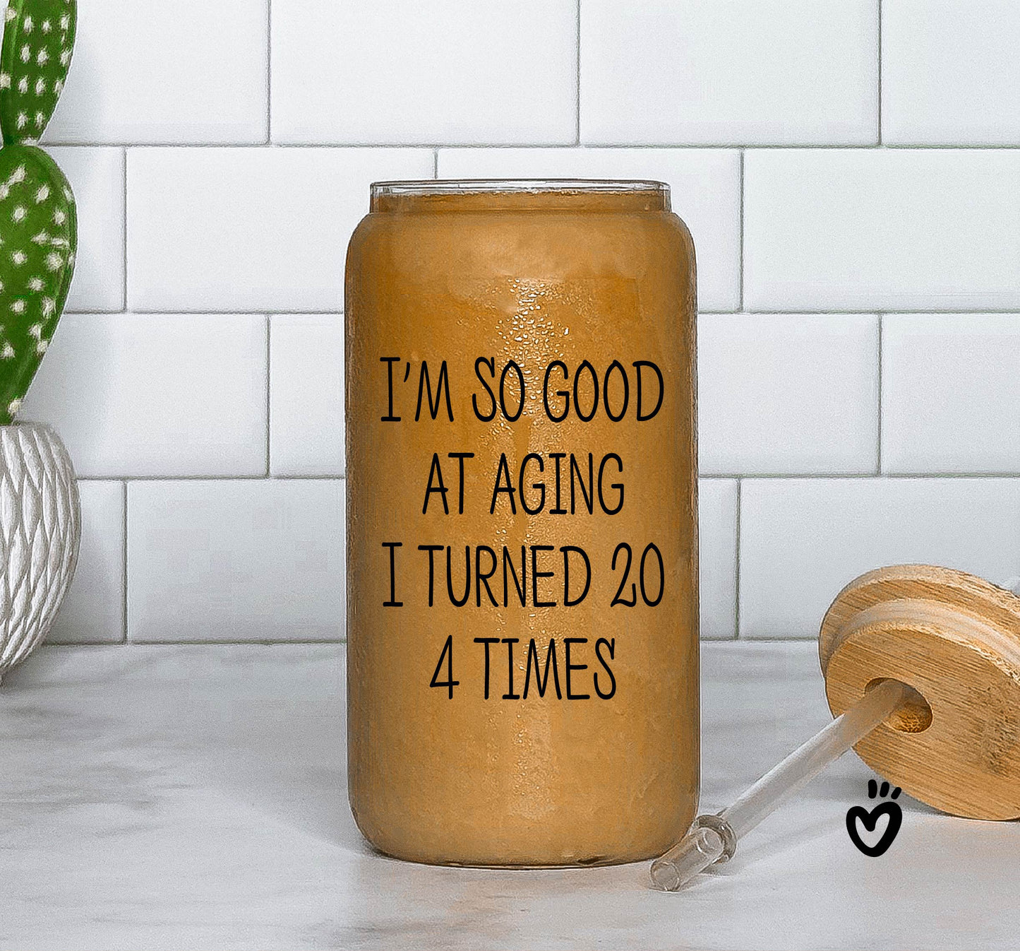 Funny 80th Birthday Glass Tumbler - 'I'm So Good at Aging I Turned 20 4 Times