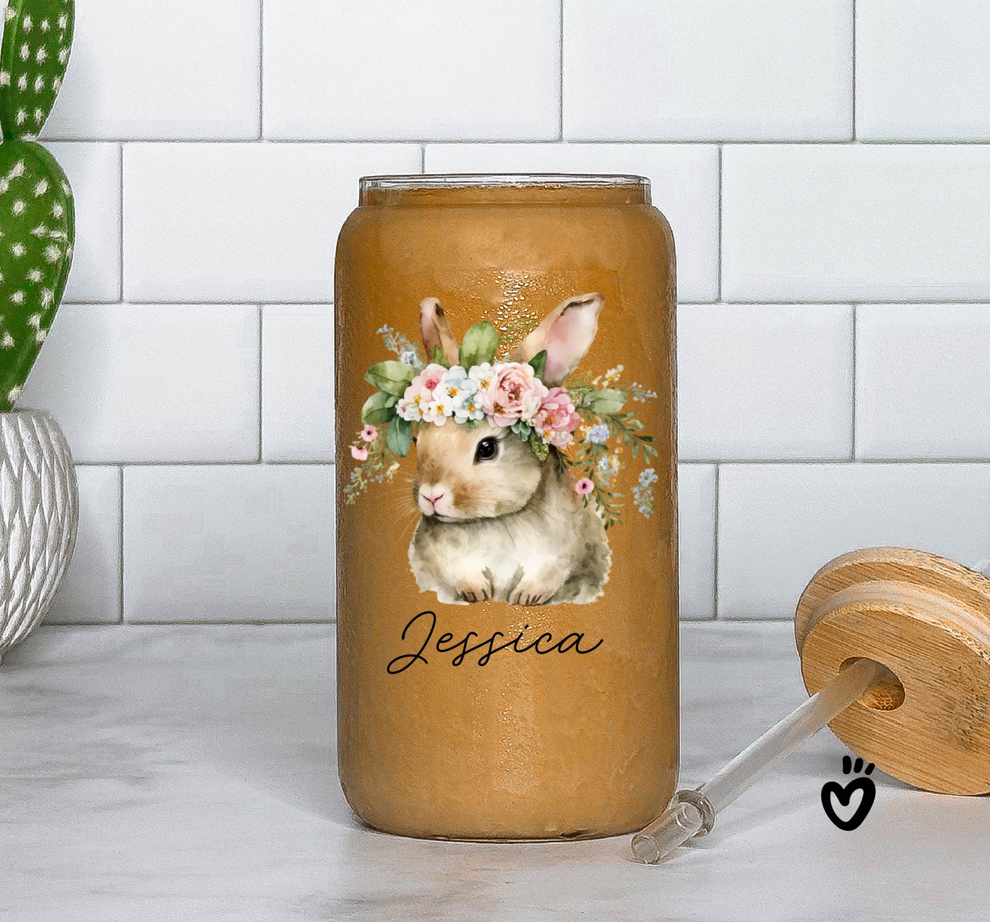 Personalized Bunny Glass Tumbler