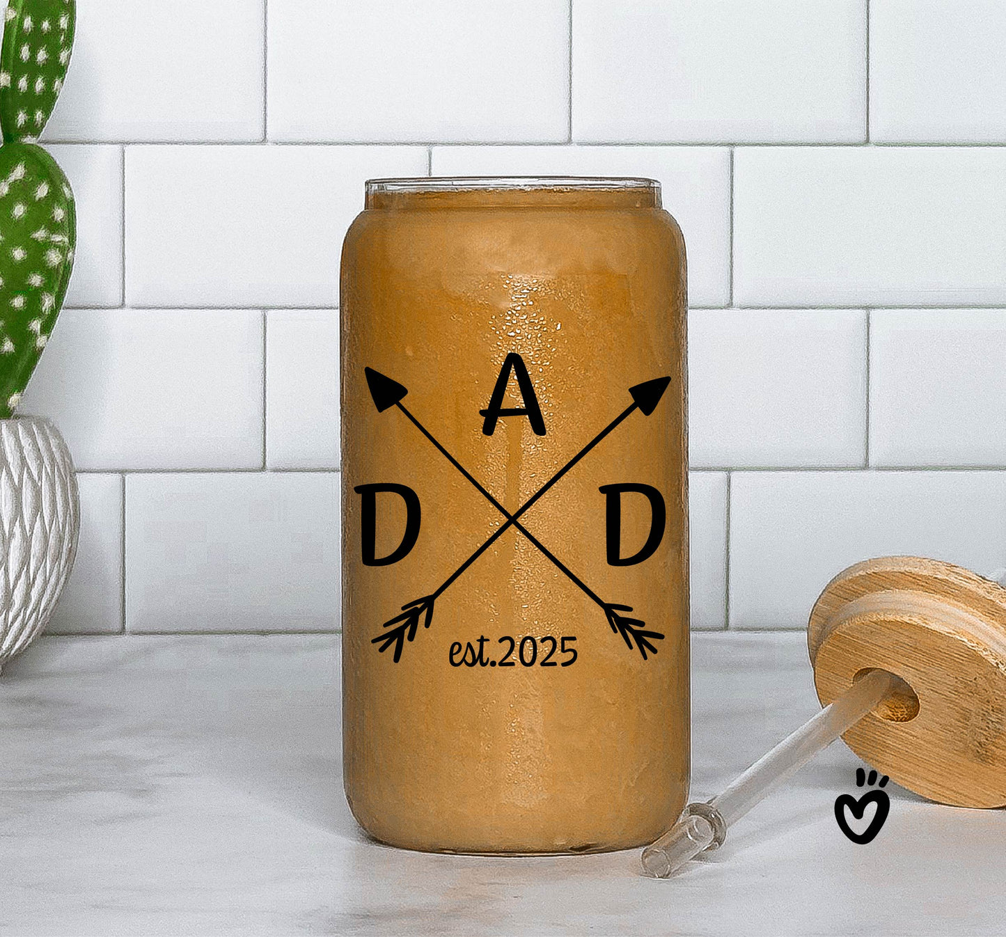 New Dad Glass, Personalized Fathers Day Beer Tumbler, Gift for For First Time Dad, Dad Birthday Iced Coffee Latte Cup, 1st fathers day gift