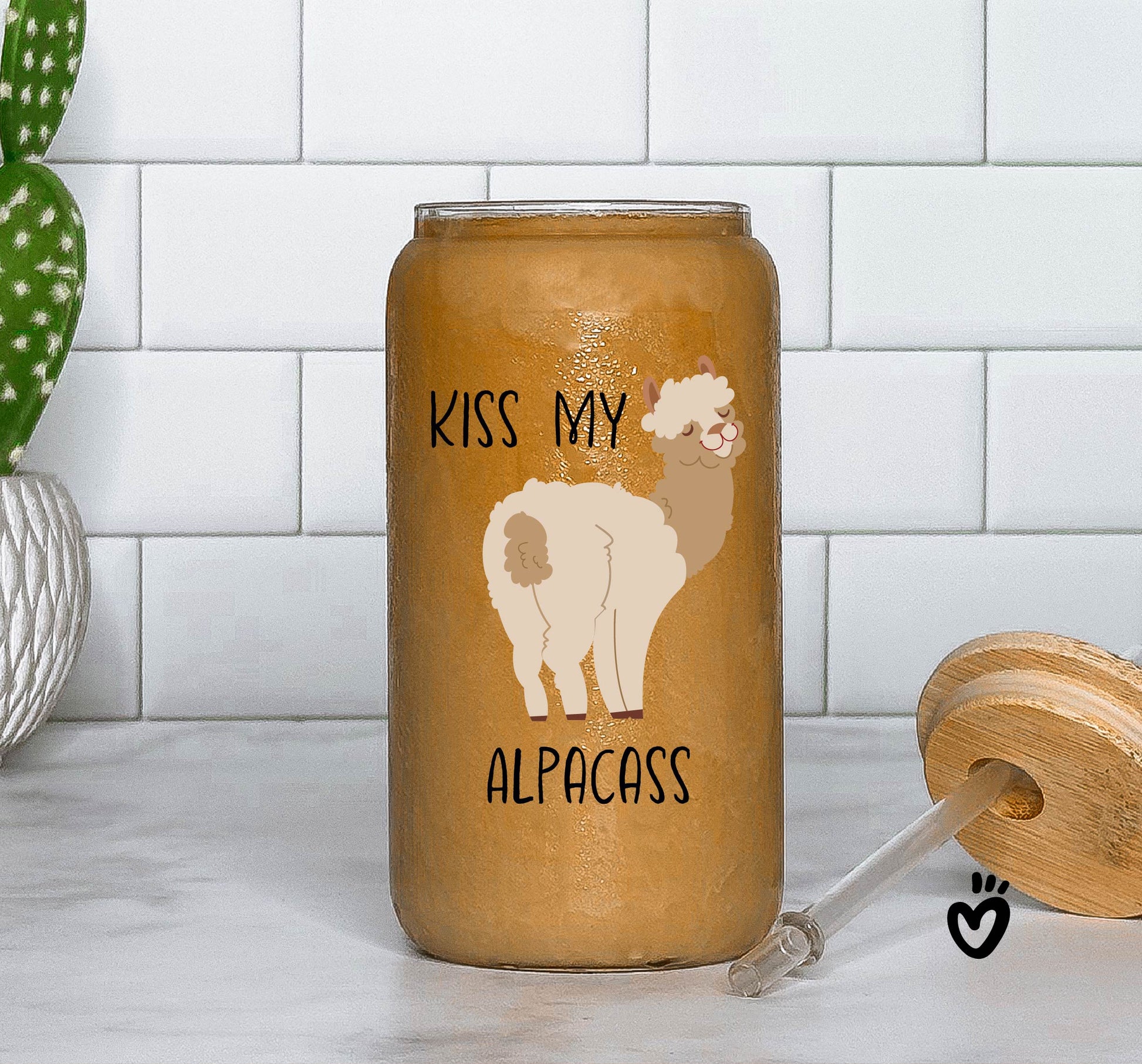 Funny Kiss My Alpacass Glass Tumbler