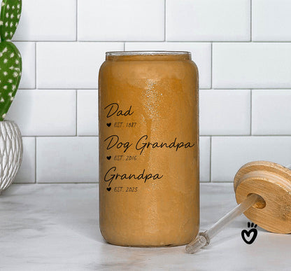 Personalized Grandpa Glass Tumbler - Perfect Gift for New Grandparents