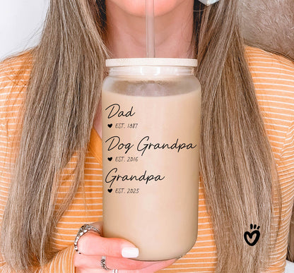 Personalized Grandpa Glass Tumbler - Perfect Gift for New Grandparents