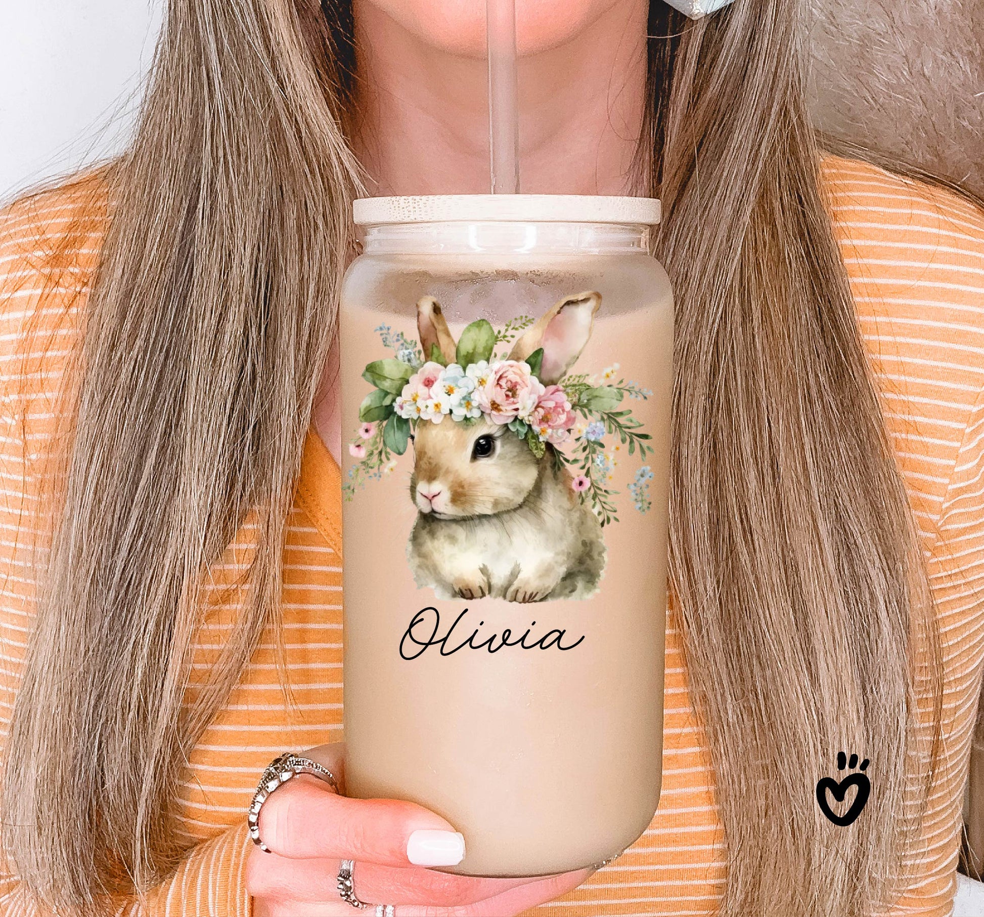 Personalized Bunny Glass Tumbler