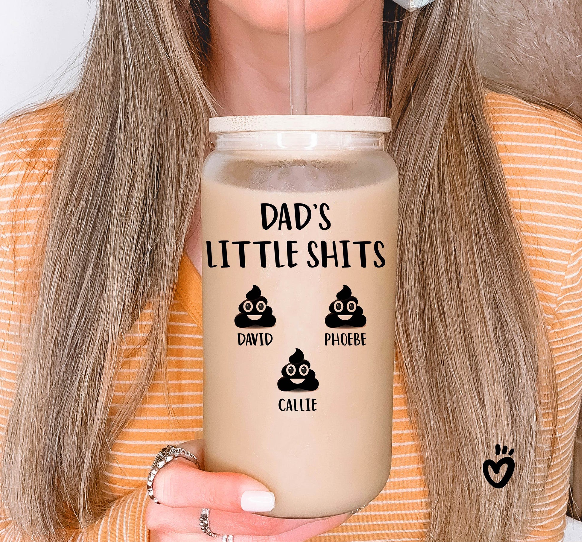 Custom Dad Tumbler, Dads little shit, Personalized Fathers Day Beer Glass, Unique Gift for Dad Birthday, Christmas Dad Iced Coffee Latte Cup