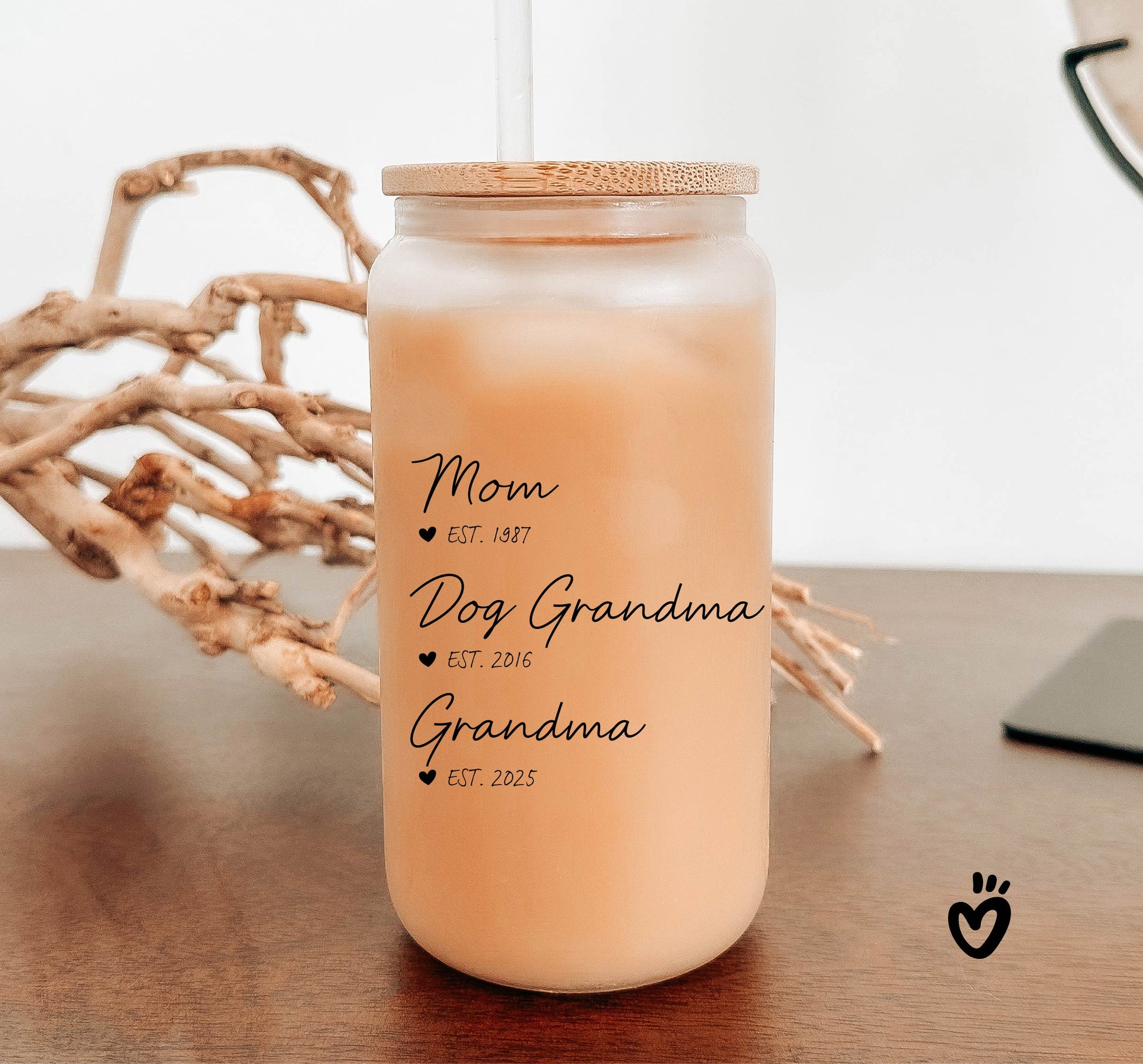 Personalize Promoted Mom to Grandma Iced Coffee Cup, New Grandma Gift, Grandparents Pregnancy Announcement, First Time Grandma, Baby Reveal