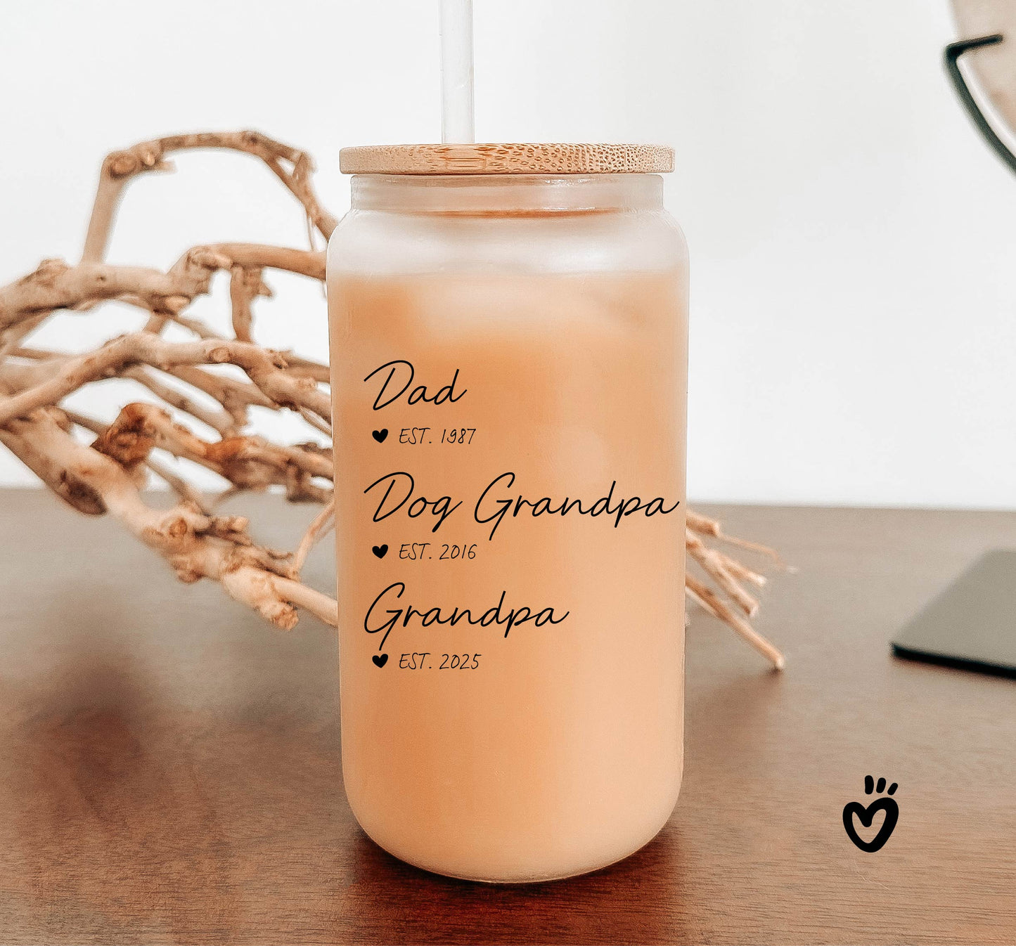 Personalized Grandpa Glass Tumbler - Perfect Gift for New Grandparents