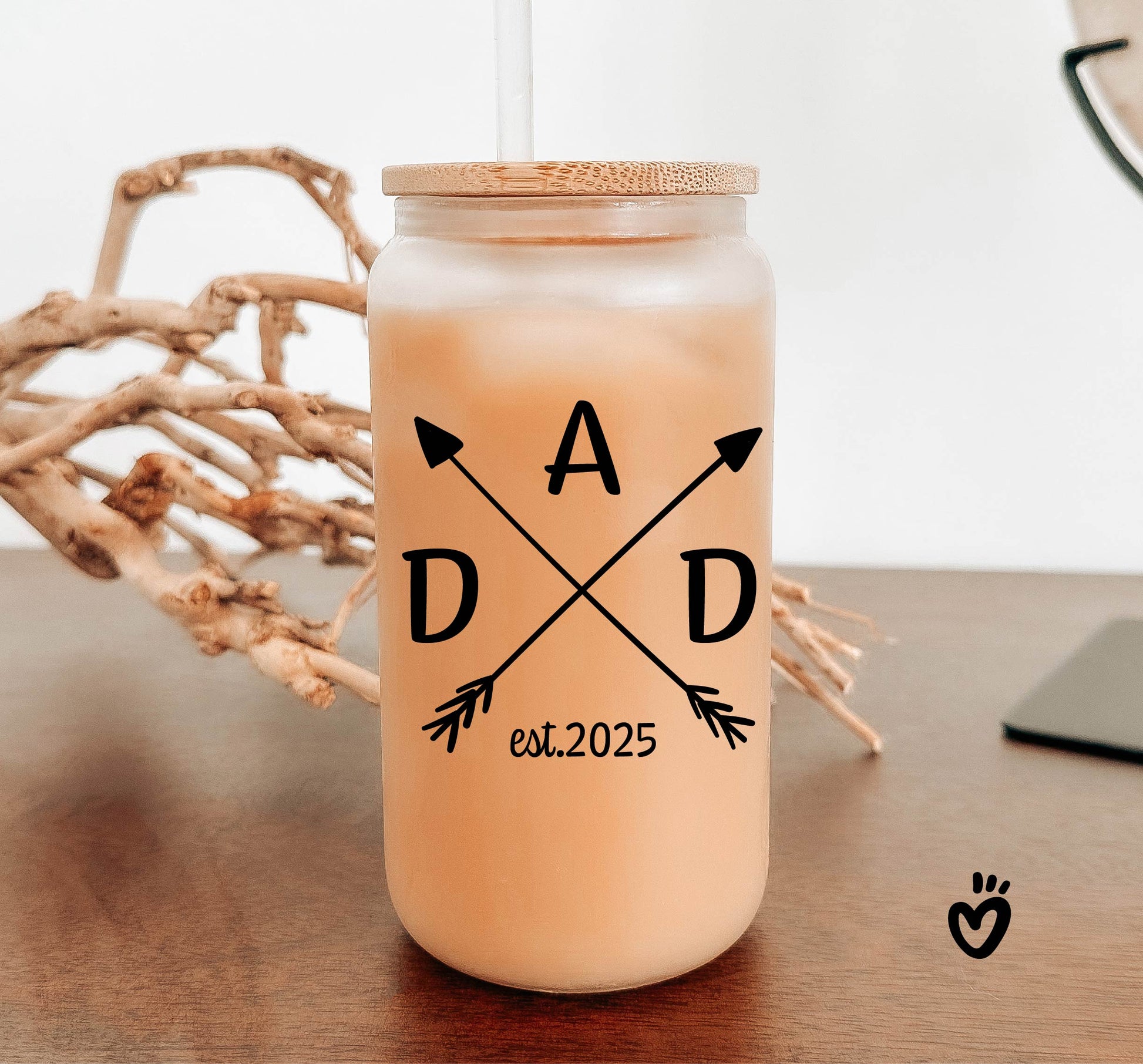 New Dad Glass, Personalized Fathers Day Beer Tumbler, Gift for For First Time Dad, Dad Birthday Iced Coffee Latte Cup, 1st fathers day gift