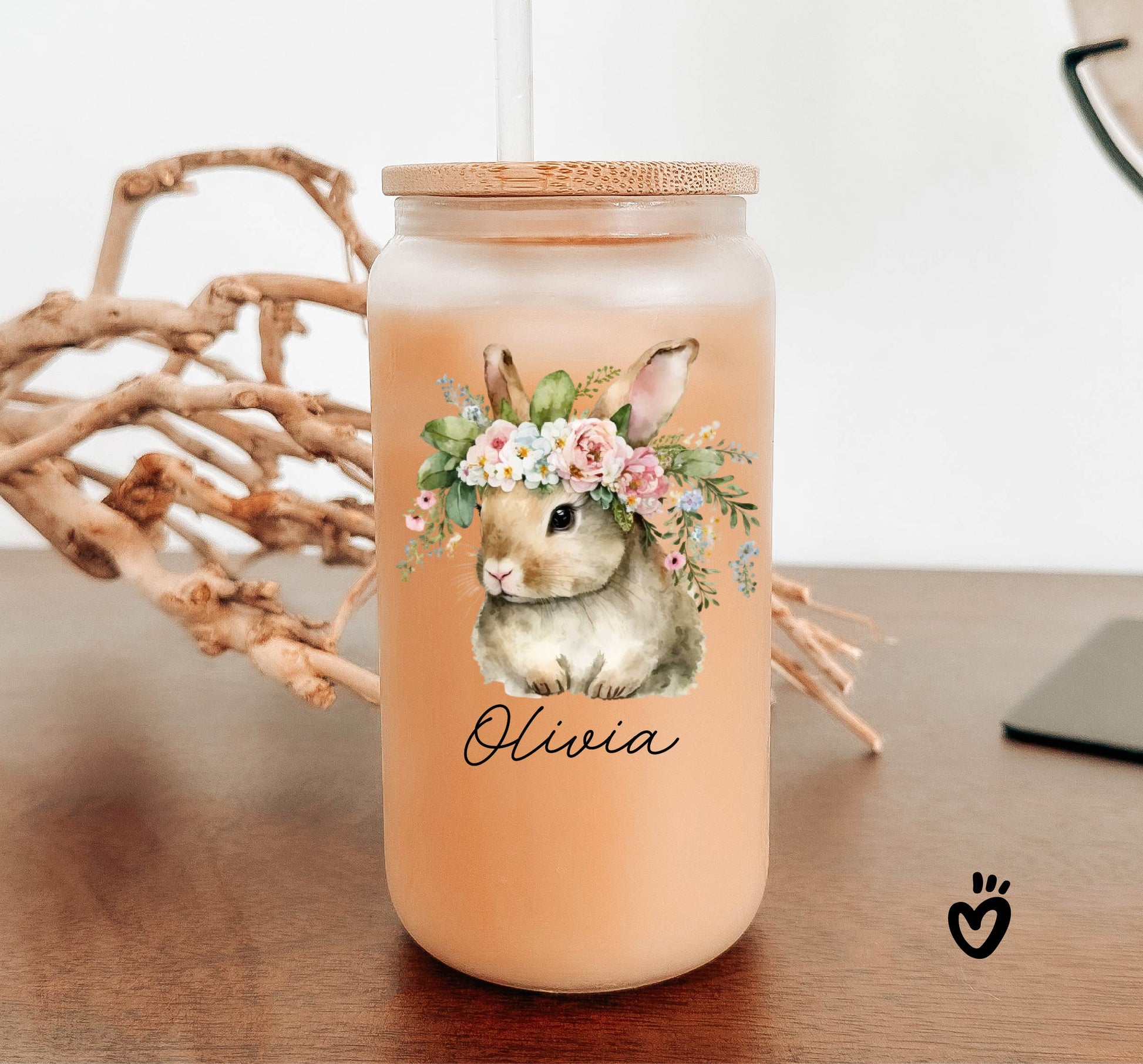 Personalized Bunny Glass Tumbler