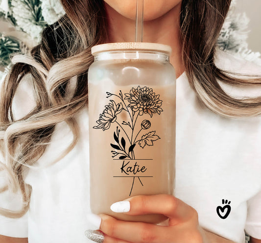 Personalized Birth Month Flower Bridesmaid Proposal Tumbler - Latte Cup