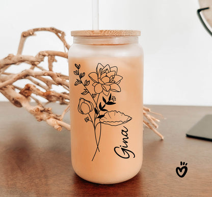 Personalized Birth Flower Tumbler Bridesmaid proposal gift box