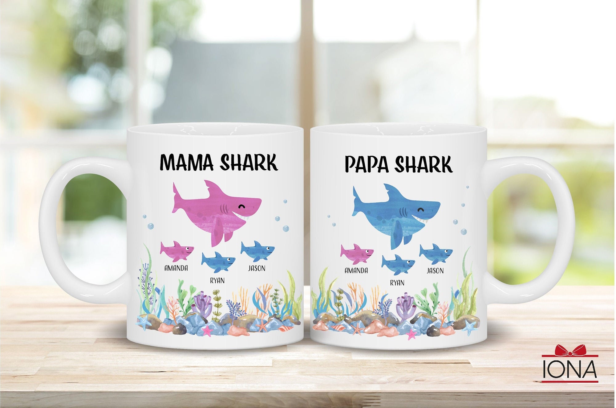 Mama Shark Mug - Papa Shark Mug - Personalized Baby Shark Mug - Mama Mug - Papa Mug - Coffee Cup - Shark Doo Doo Mug - Gift For Mom Dad