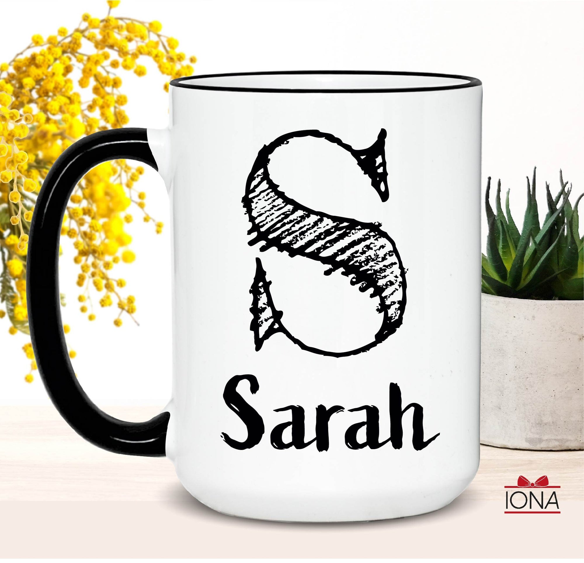 Personalized Name Mug, Gift for Women, Men, Coffee Cup with Custom Name and Monogram, Personalized Coffee Mug, Initial and Name, Office Mug