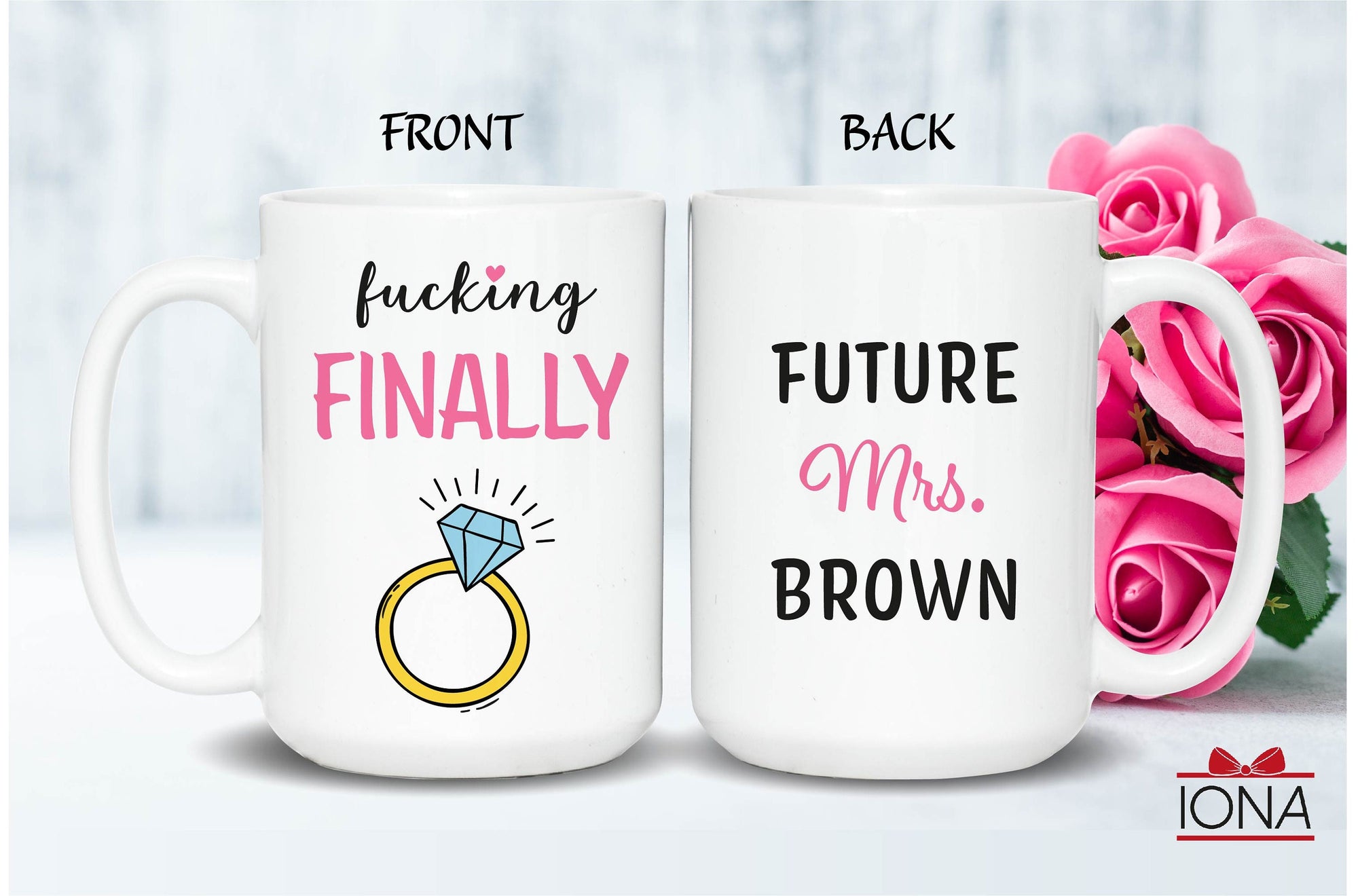 Coffee Mug, Fucking Finally Mug, Funny Engagement Gift, Funny Engagement Cup, Proposal Gift, Bride To Be Mug, Future Mrs Mug, Engagement mug