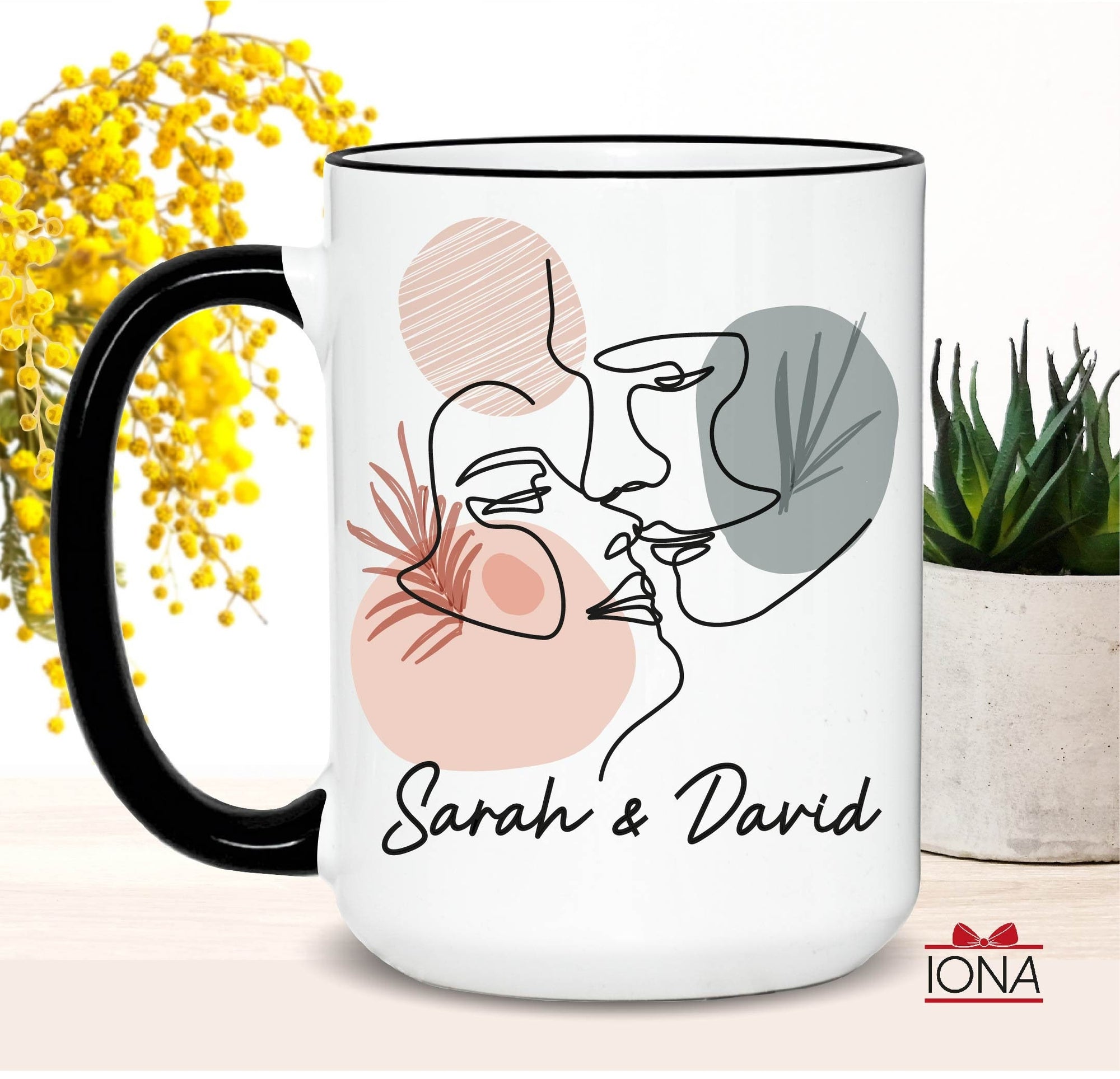 Valentines Day Couple Coffee Mug, Couples Gift, Girlfriend Gifts, Romantic Gifts for Her, Line Art Mug, Custom Couple gift, Gift for him