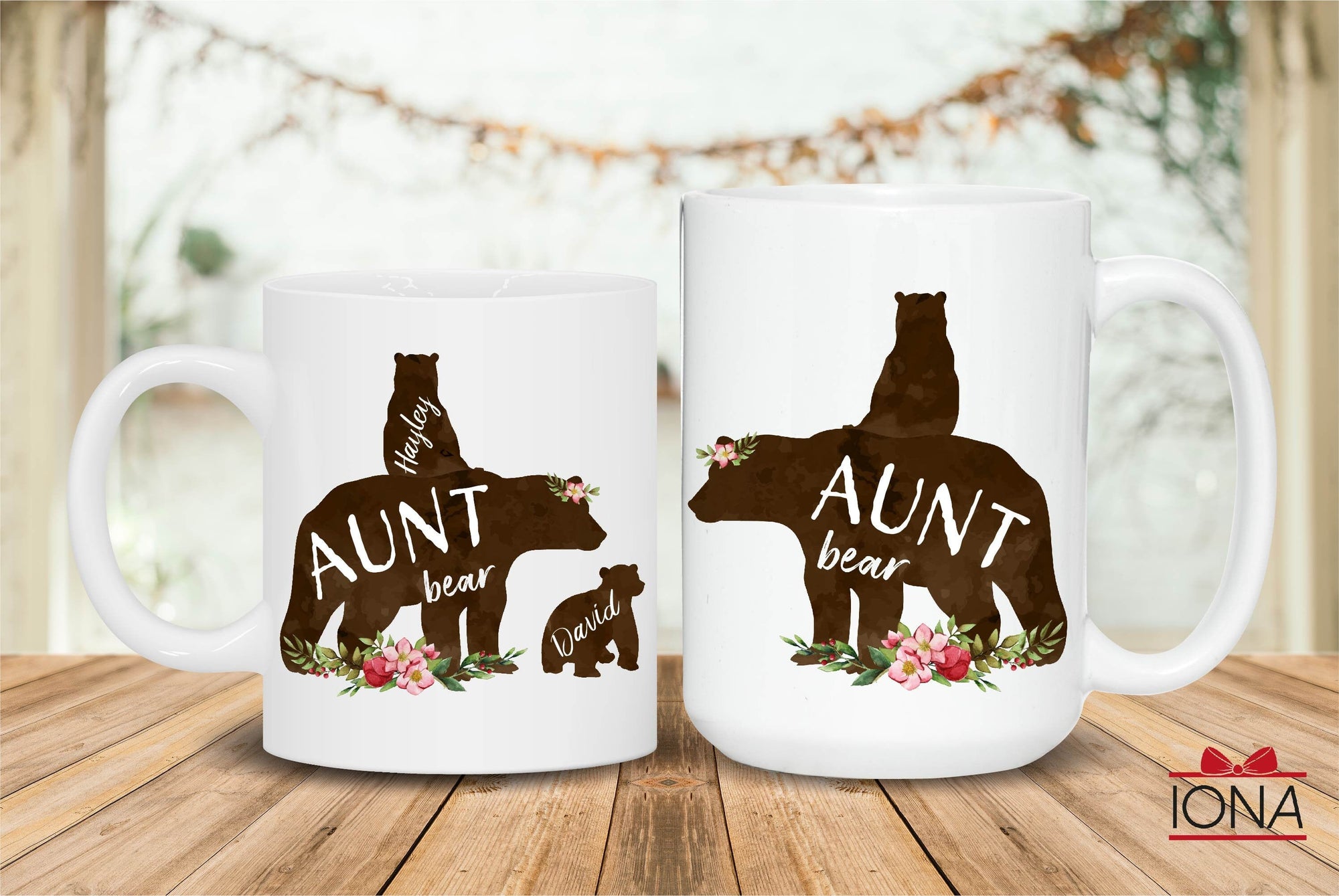 Aunt Bear Mug - Aunt Bear with Cubs Coffee Mug - Personalized Bear Family Mug, Custom Aunt Mug, Aunt Coffee Mug,Aunt Bear with nephew, niece