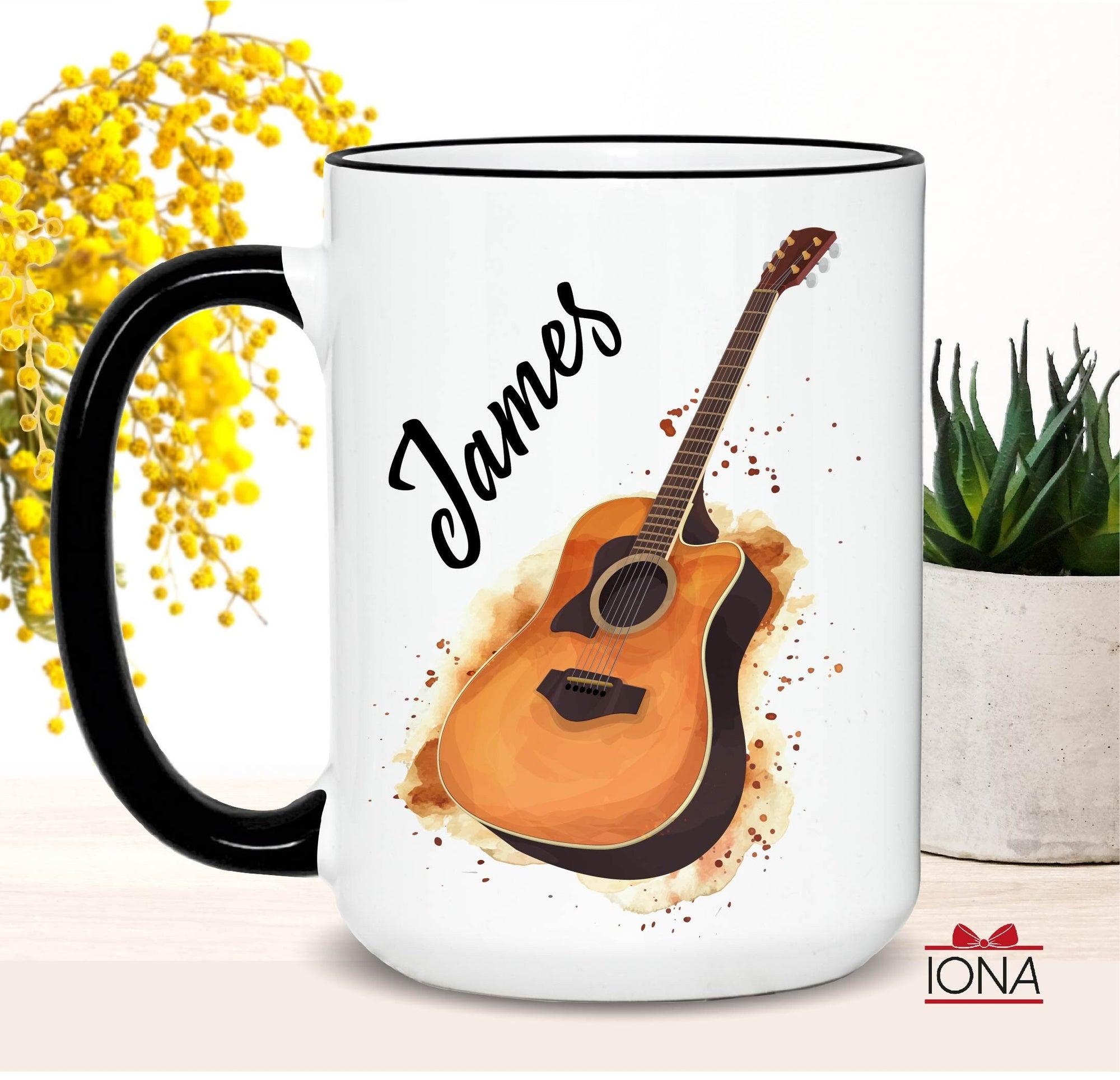 Guitar Coffee Mug, Custom Name Guitarist Gifts for Men, Gift for Women, Guitar Lovers Cup, Guitarist Music Birthday Gifts, Personalized Gift