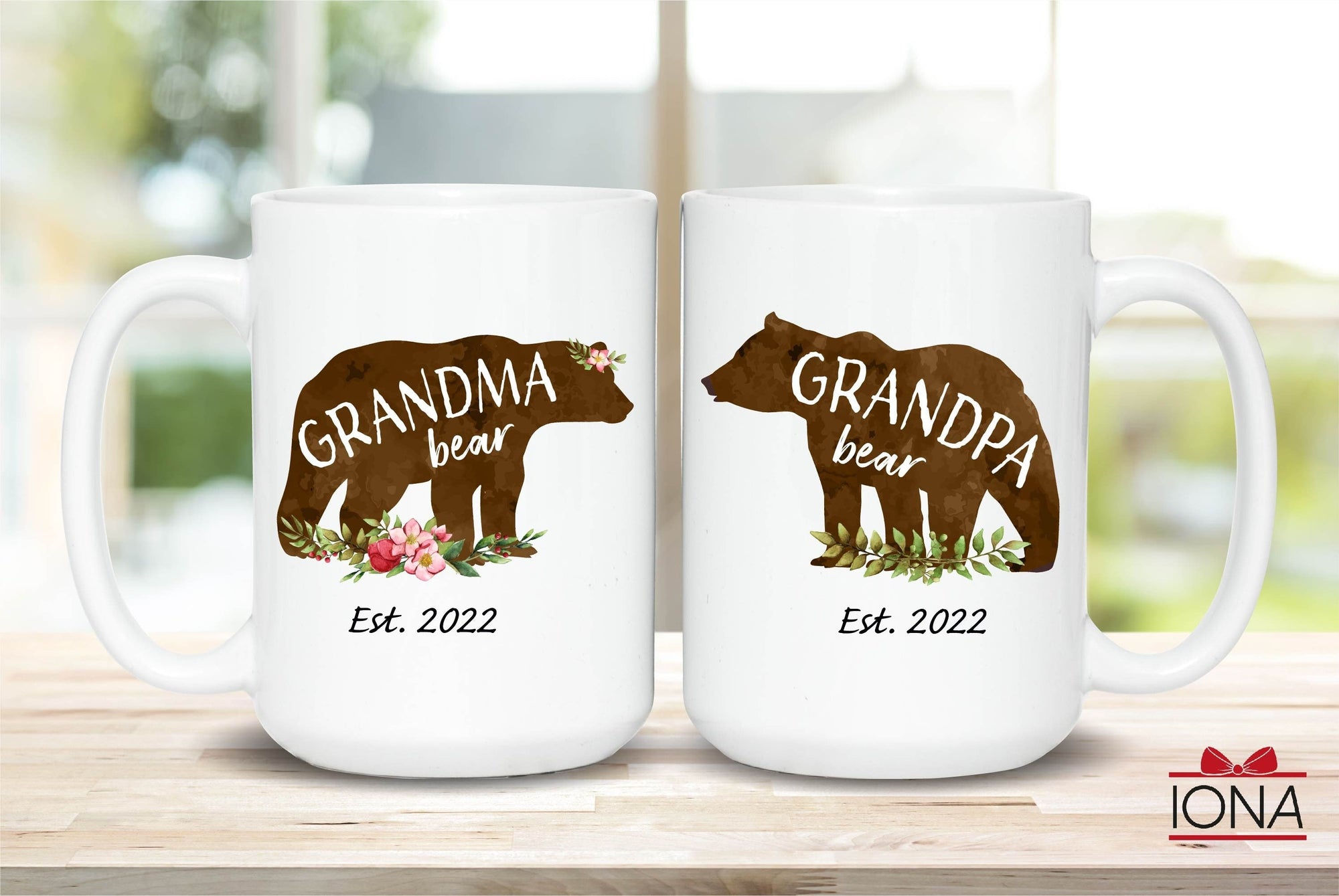 Grandma and Grandpa Bear Mug Set - Pregnancy Announcement to Parent -Grandmother mug - Grandfather mug - Pregnancy Reveal Mug Set - Bear mug