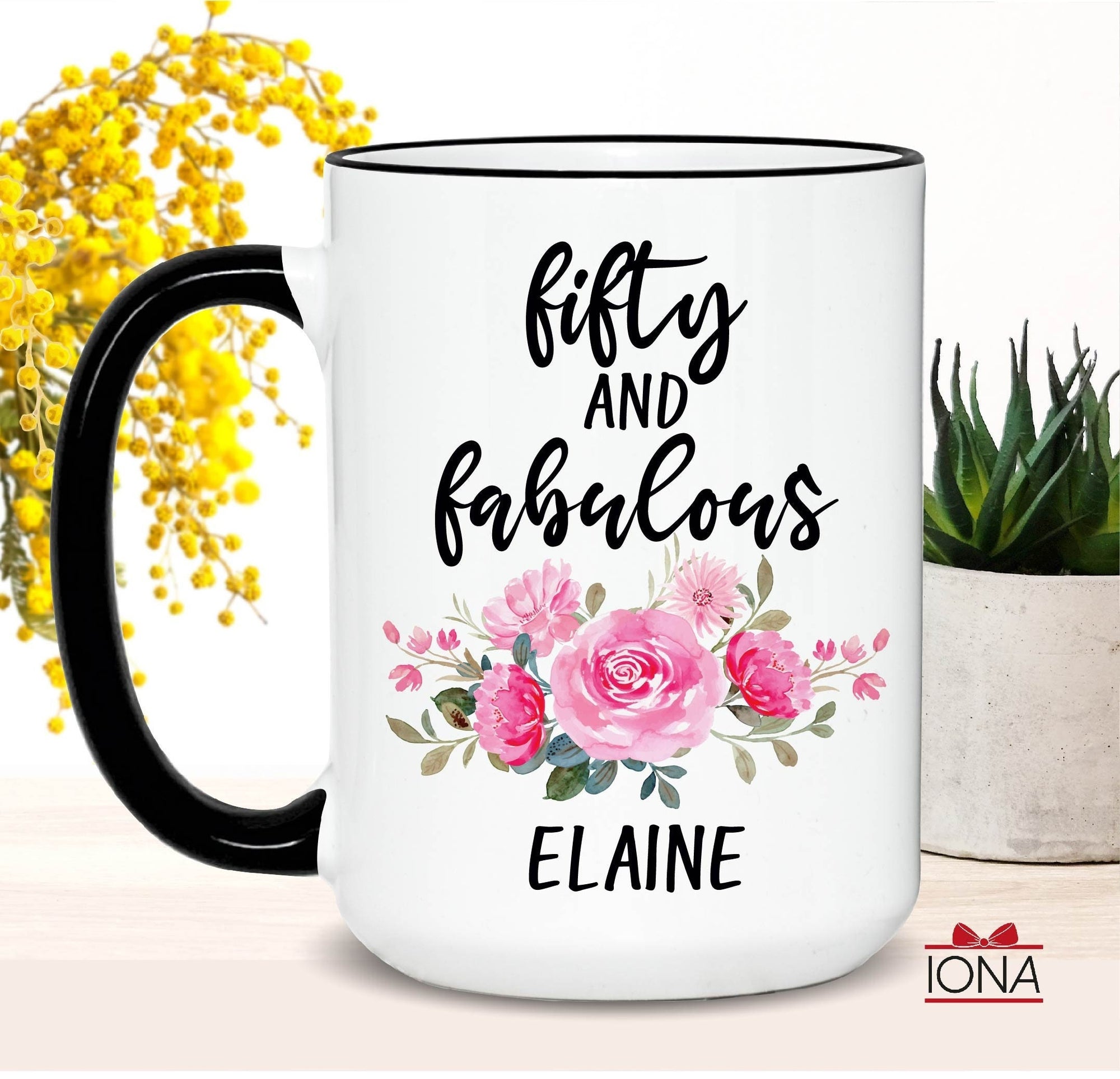 Personalized 50th Birthday Gift, Birthday gift for women, Custom 50th Birthday Coffee Mug, Best Friend 50th Gifts,fifty and fabulous tea cup
