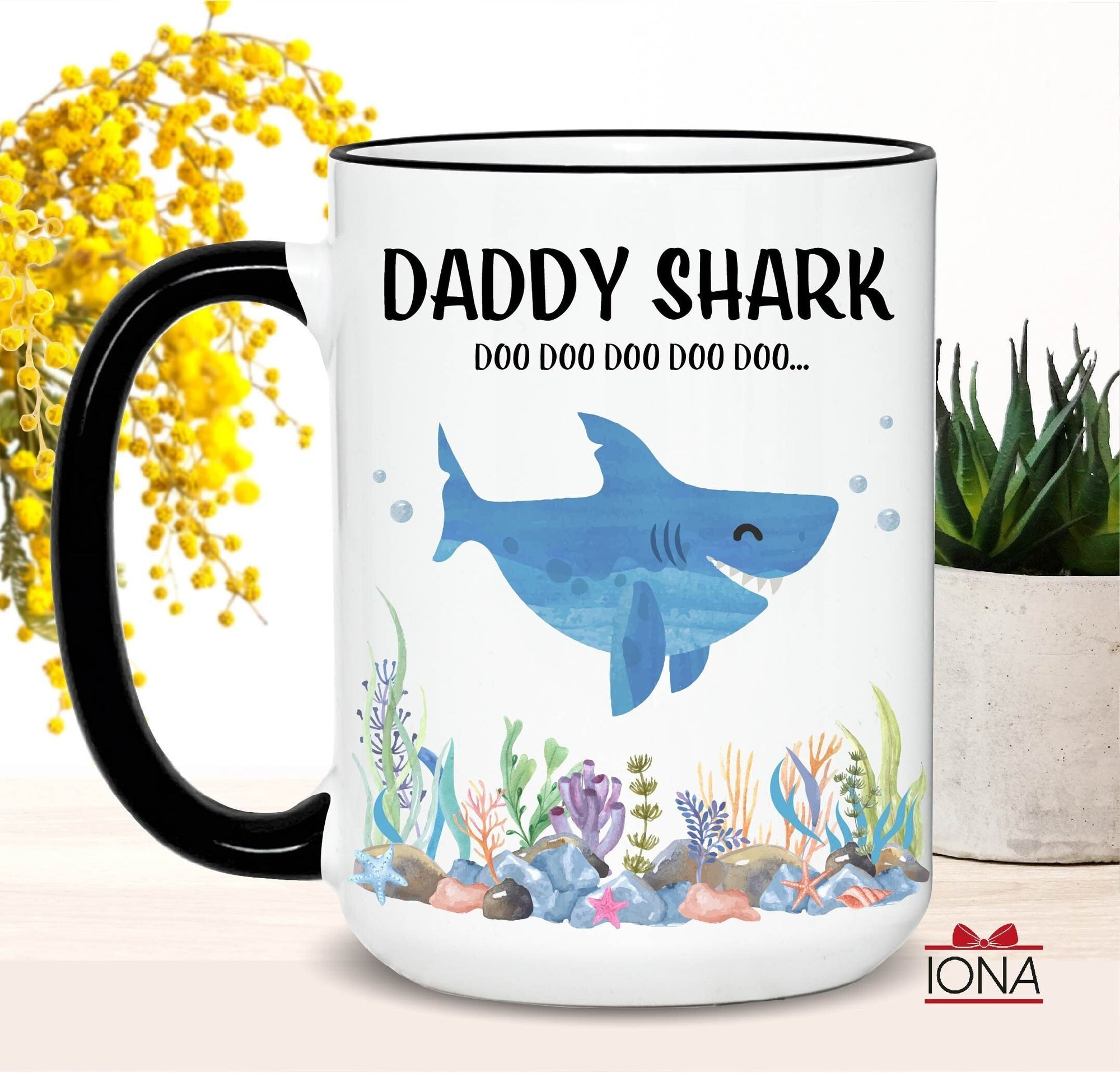 Funny Daddy Shark Coffee Mug, Daddy Fathers Day Gift, Daddy Tea Cup, Daddy Birthday Gift, Christmas Mug for Father, Shark Family
