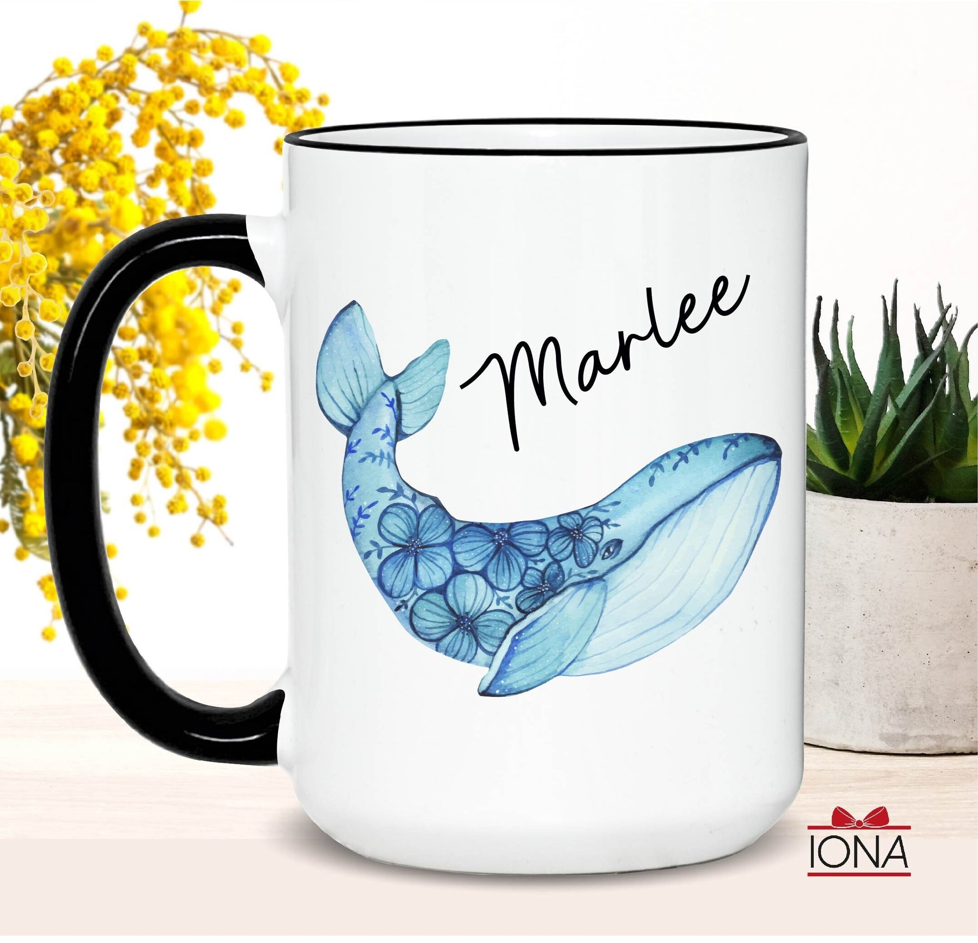 Whale Mug - Whale Gift for Women - Personalized Whale Coffee Mug With Name - Custom Name Coffee Mug - Whale Coffee Cup - Whale Lover Gifts