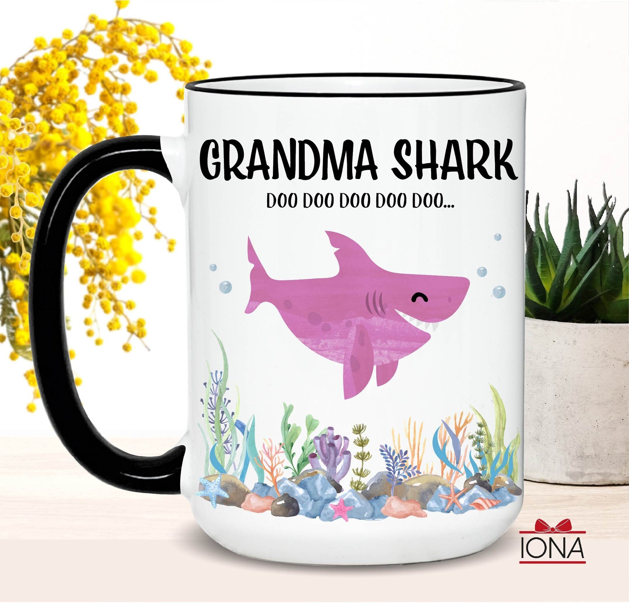 Funny Grandma Shark Coffee Mug, Grandma Mothers Day Gift, Grandma Tea Cup, Grandma Birthday Gift, Christmas Mug for Grandma, Shark Family
