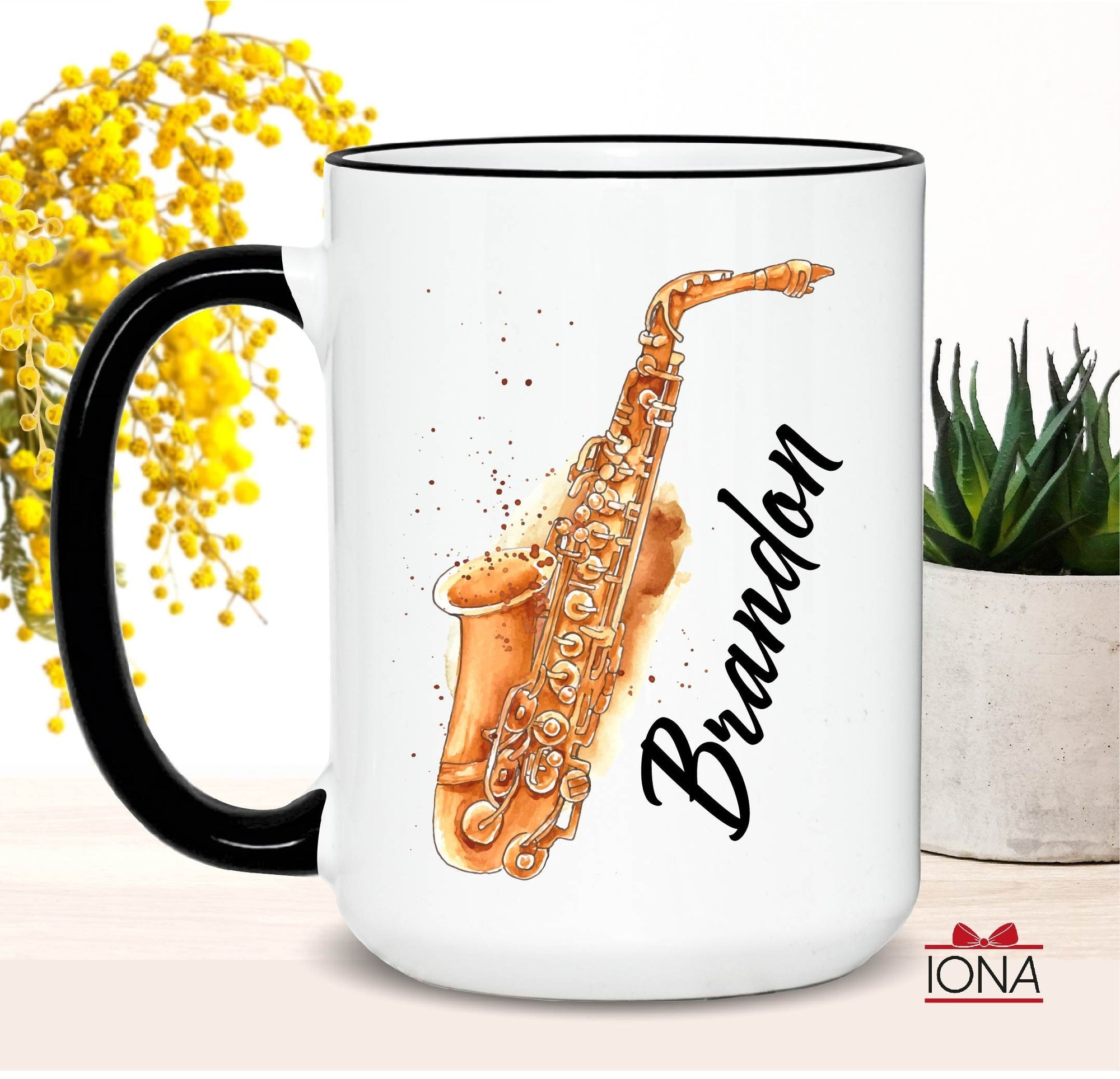 Saxophone Coffee Mug, Custom Saxophone Player Gifts for Men, Gift for Women, Saxophone Music Teacher Birthday Gifts, Personalized Gift